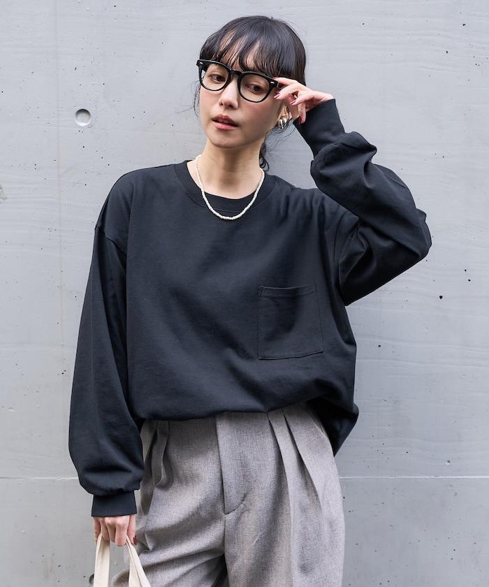 大口袋長袖T恤