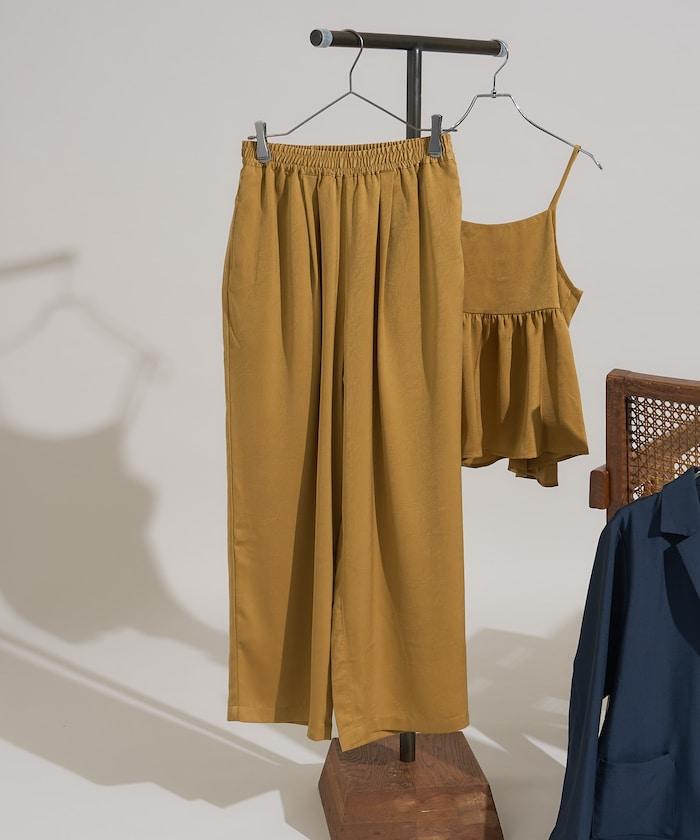 緞面褶皺休閒長褲<可搭配套裝>