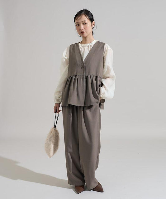 【3件套單品~トリオット系列~】荷葉邊下襬馬甲三件套