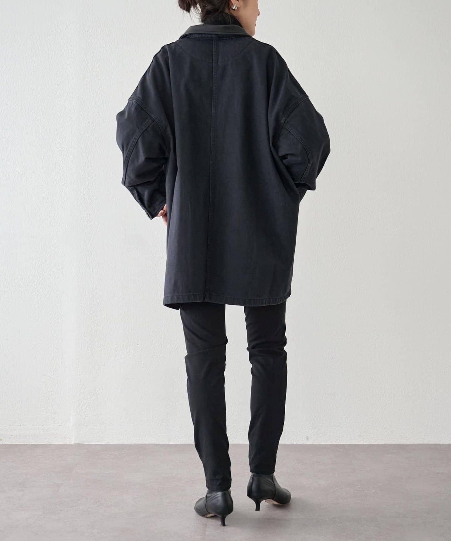 《15 quinze》皮革拼接工裝夾克