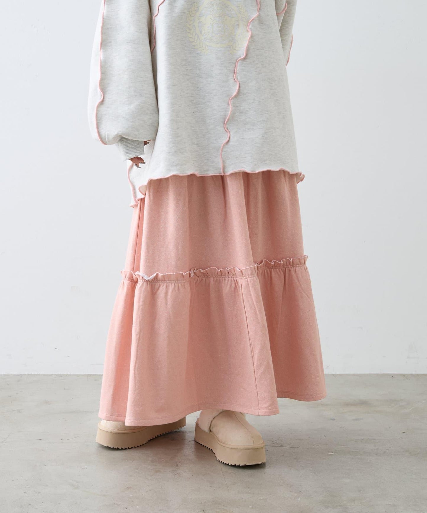 【w closet】荷葉邊層疊半身裙