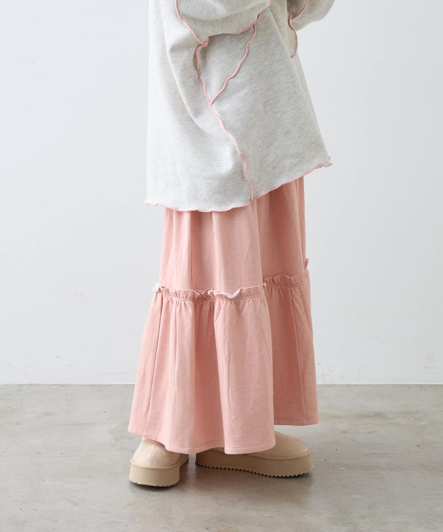 【w closet】荷葉邊層疊半身裙