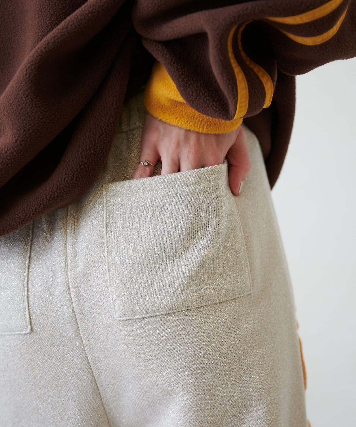 【w closet】荷葉邊亮絲長褲