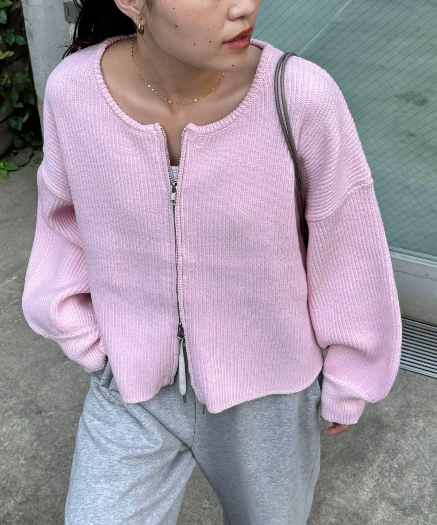 W彈力雙拉鍊針織開衫