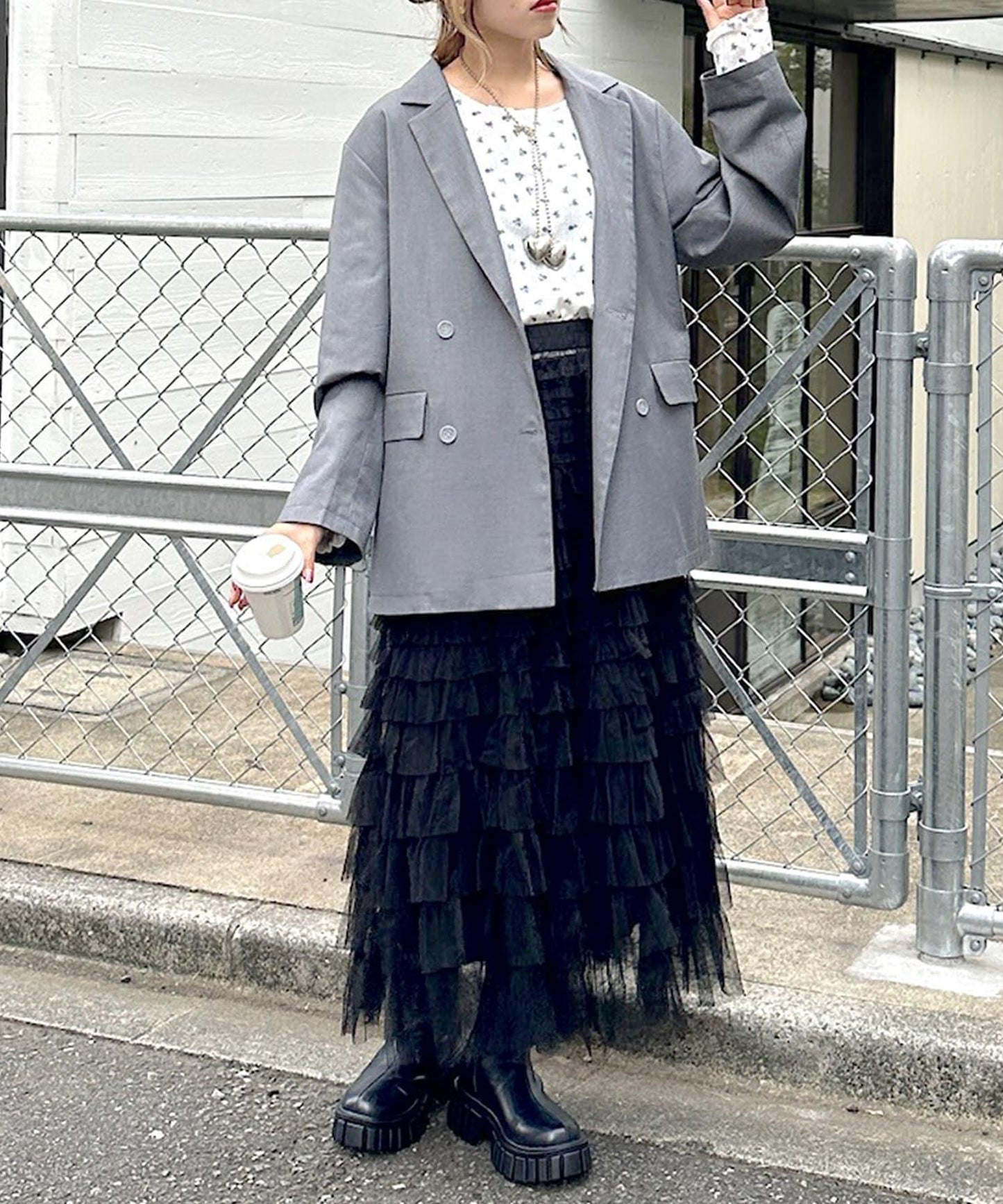 【w closet】網紗層疊半身裙