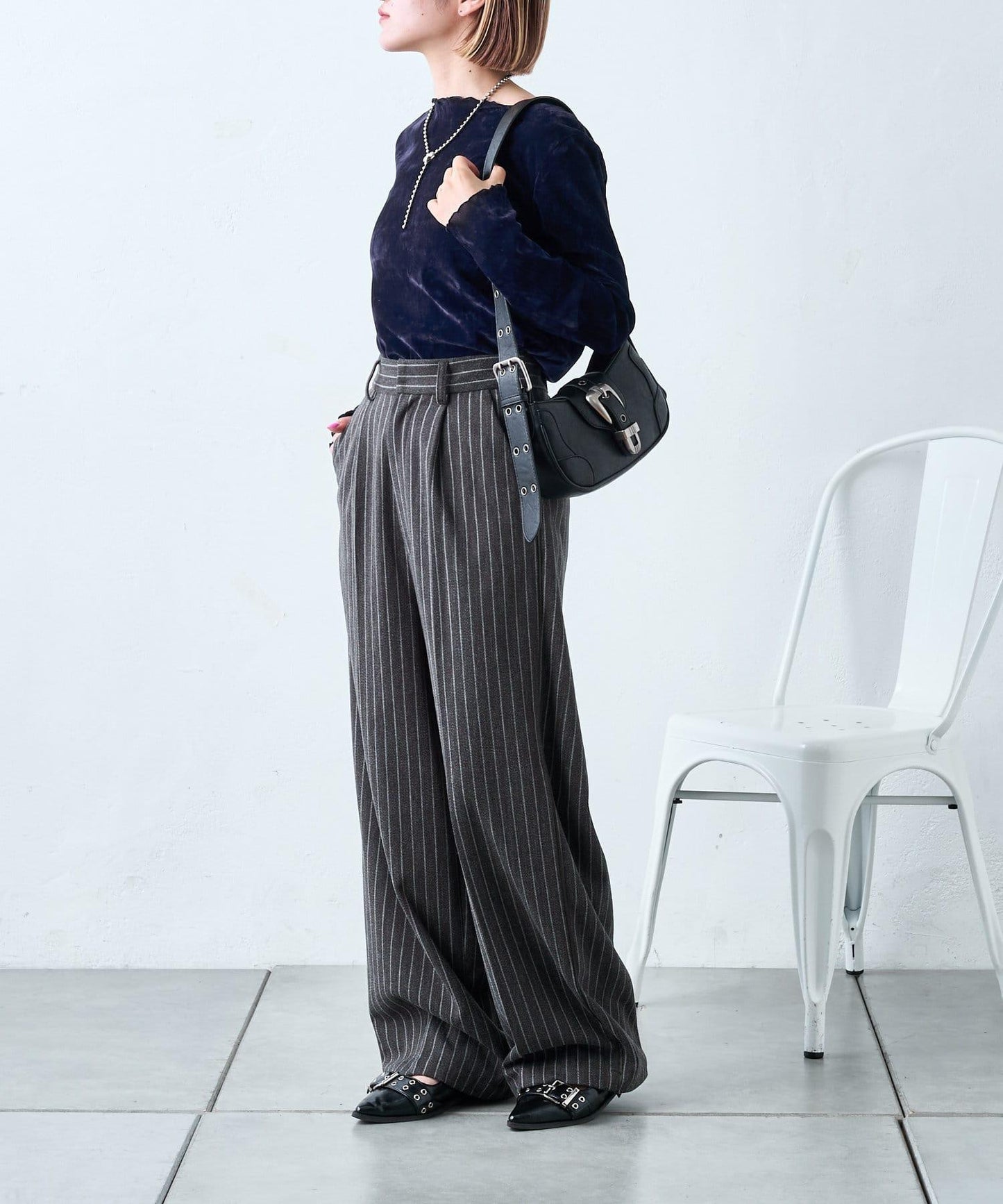 【w closet】條紋線條長褲