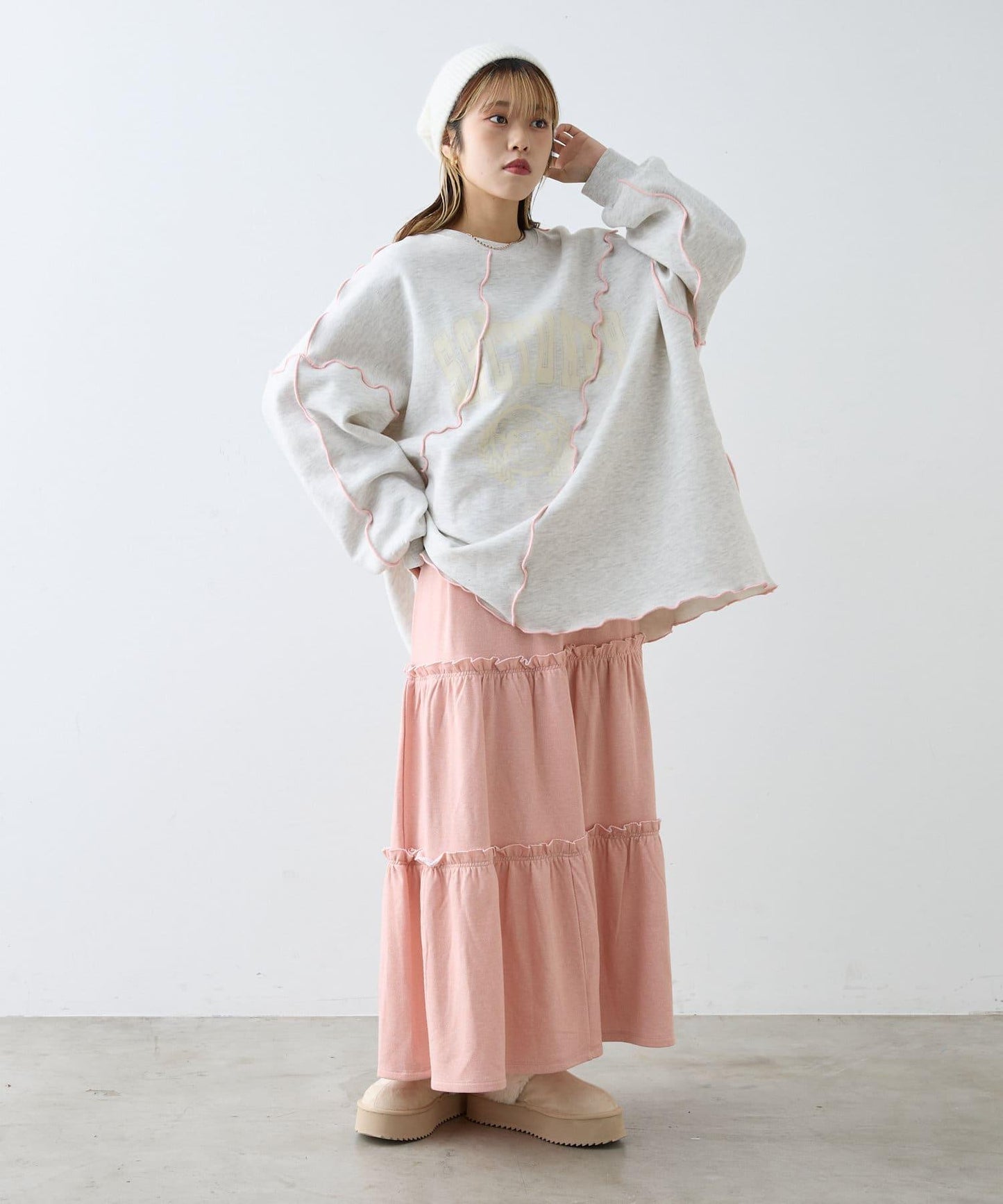 【w closet】荷葉邊層疊半身裙