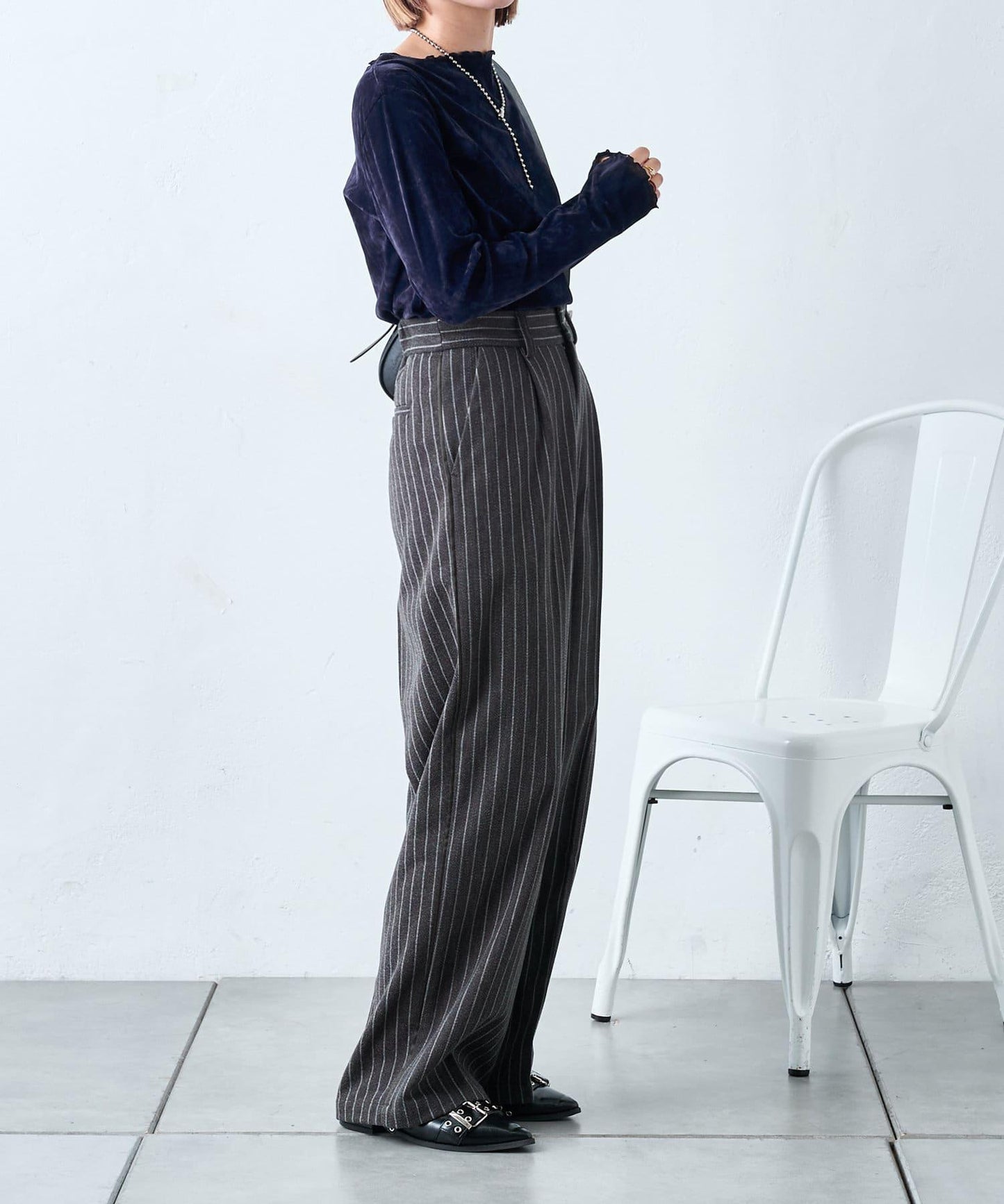 【w closet】條紋線條長褲