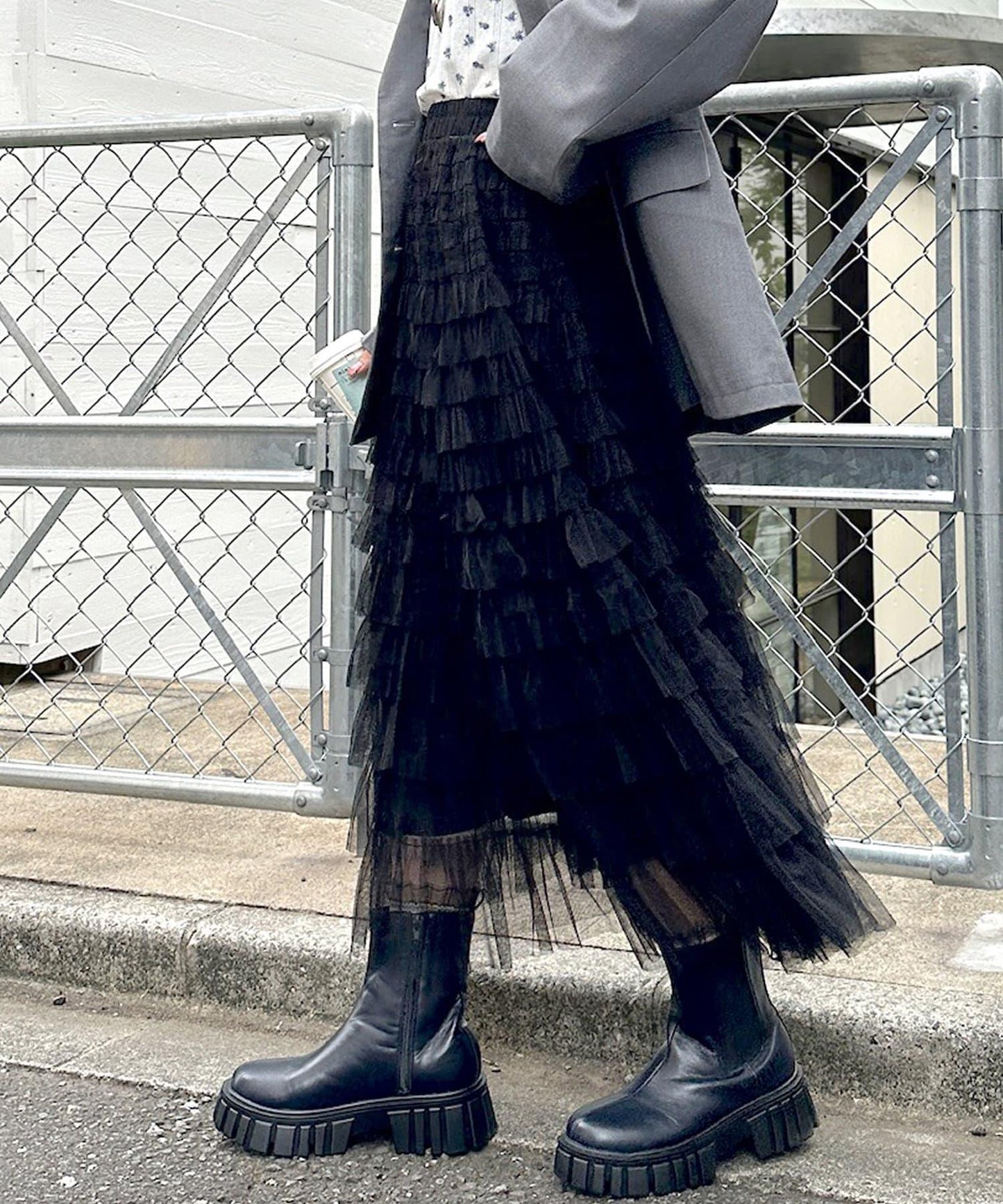 【w closet】網紗層疊半身裙