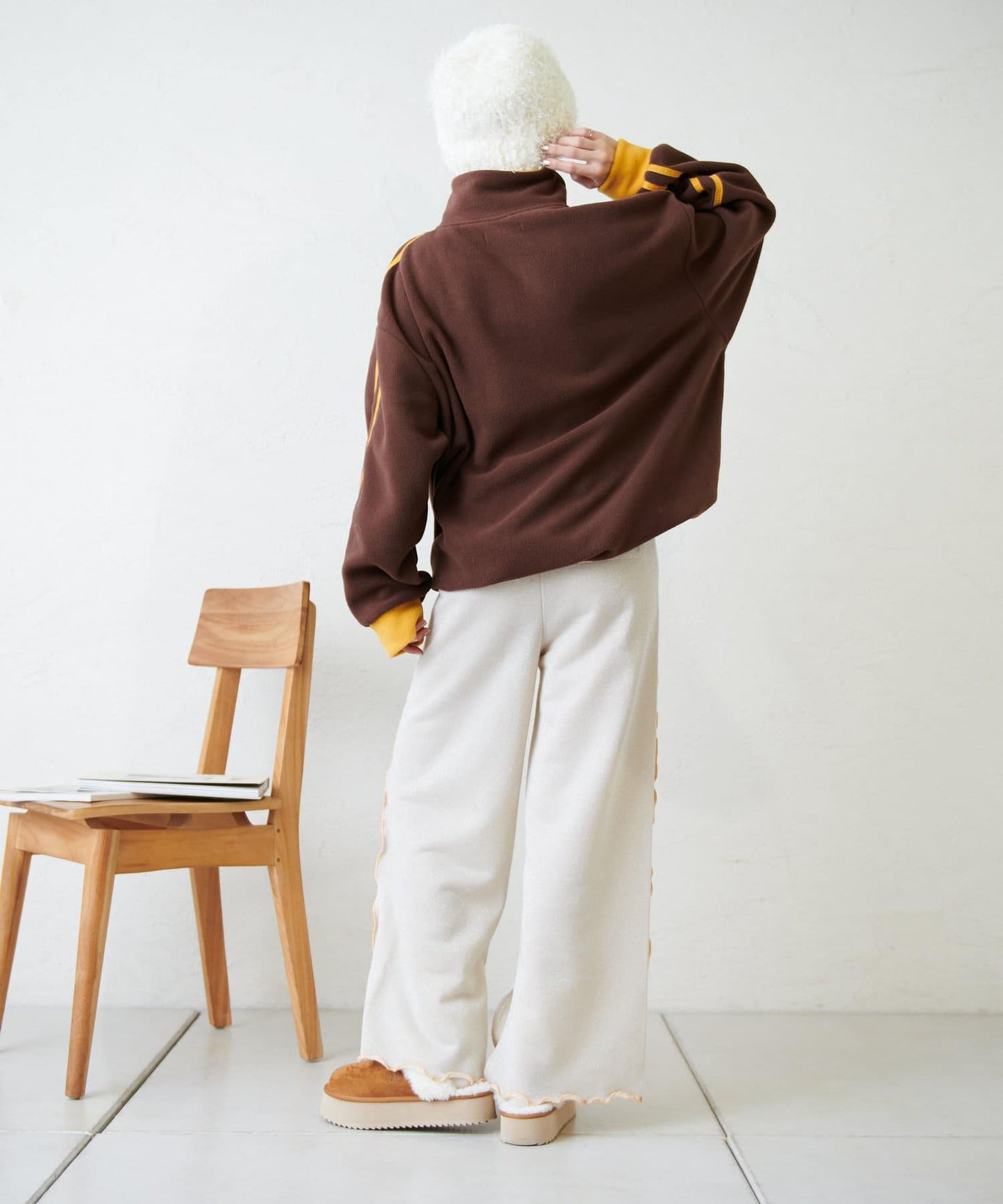 【w closet】荷葉邊亮絲長褲
