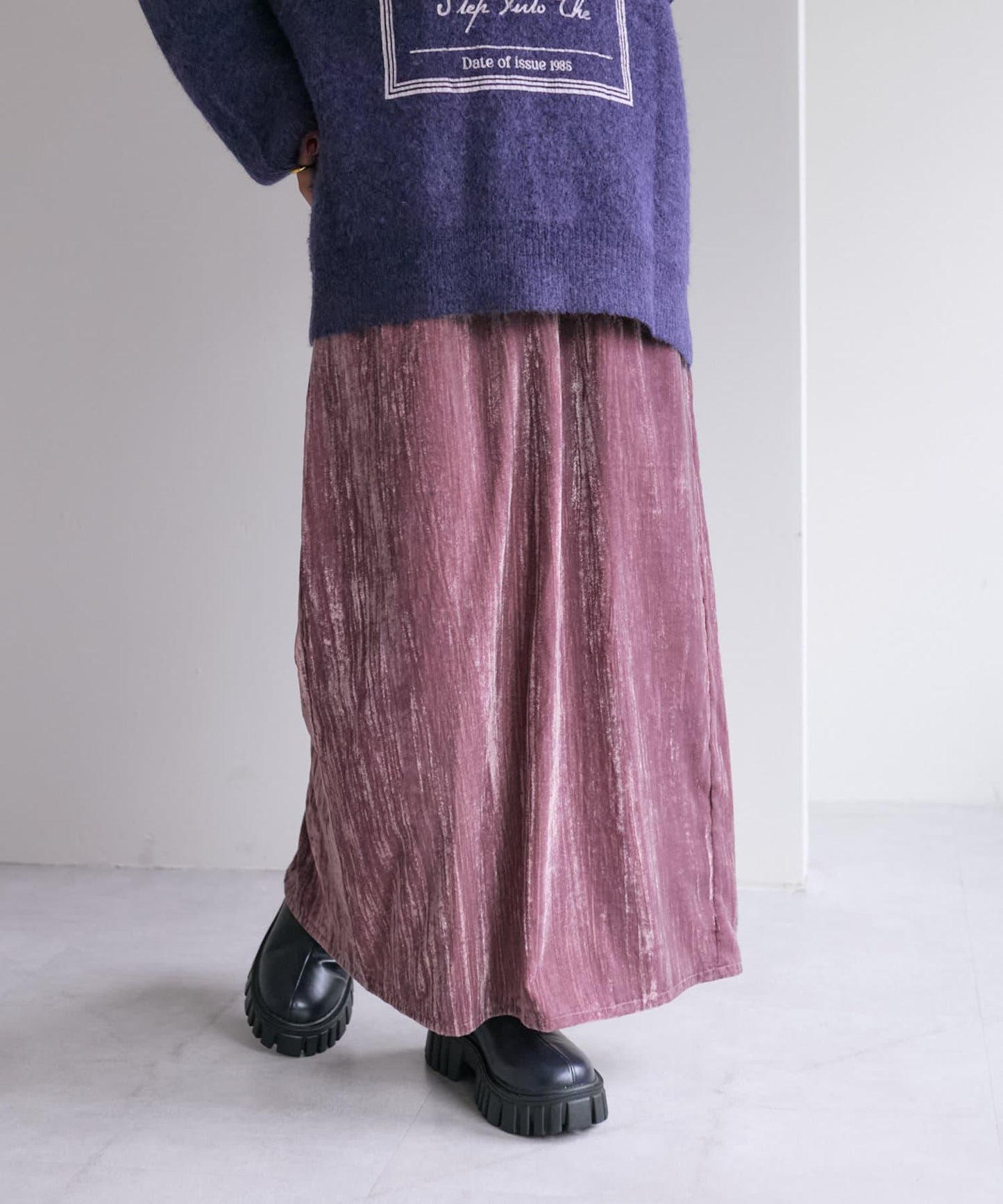 【w closet】天鵝絨直筒裙