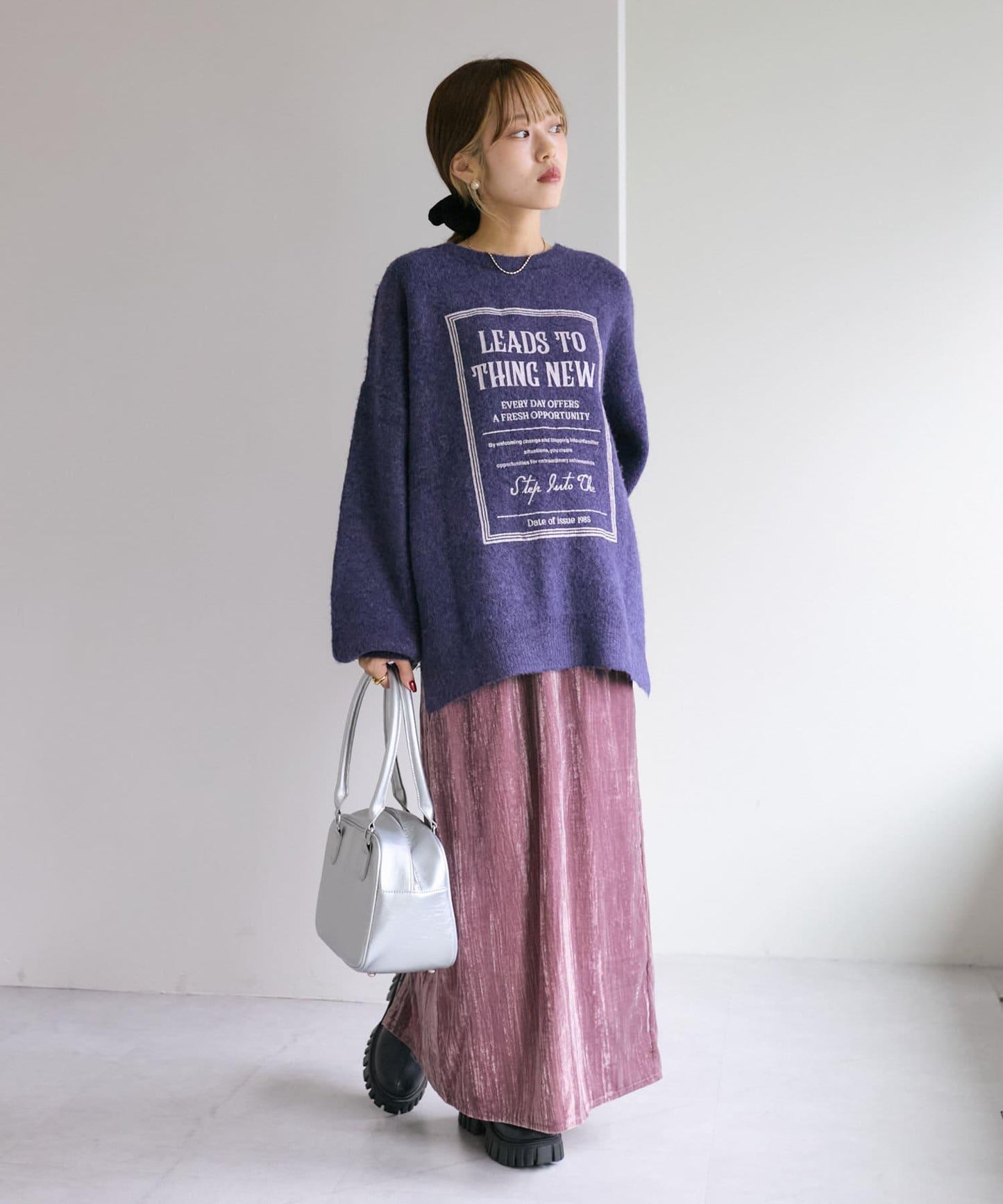 【w closet】天鵝絨直筒裙