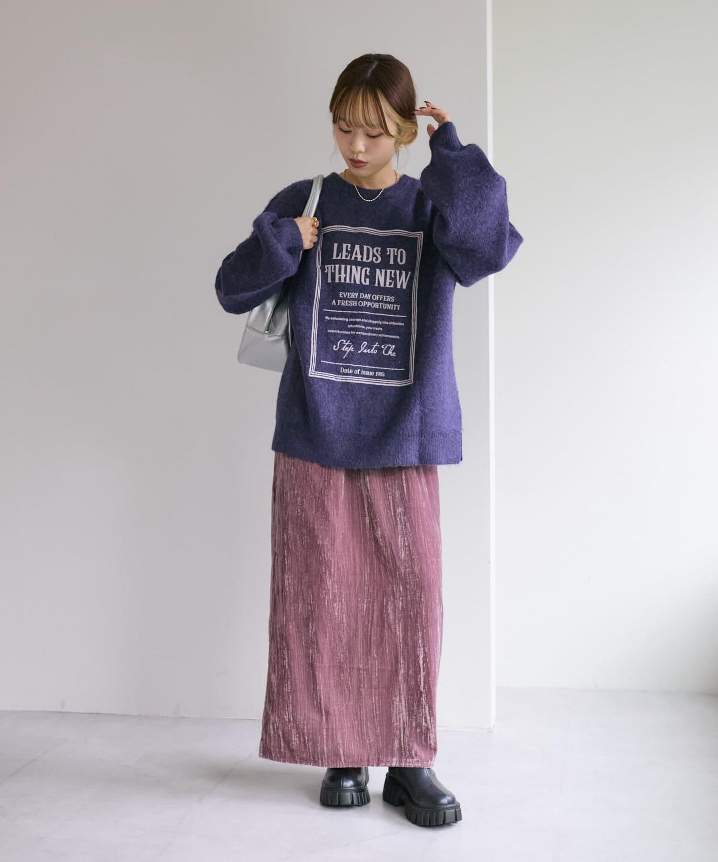 【w closet】天鵝絨直筒裙