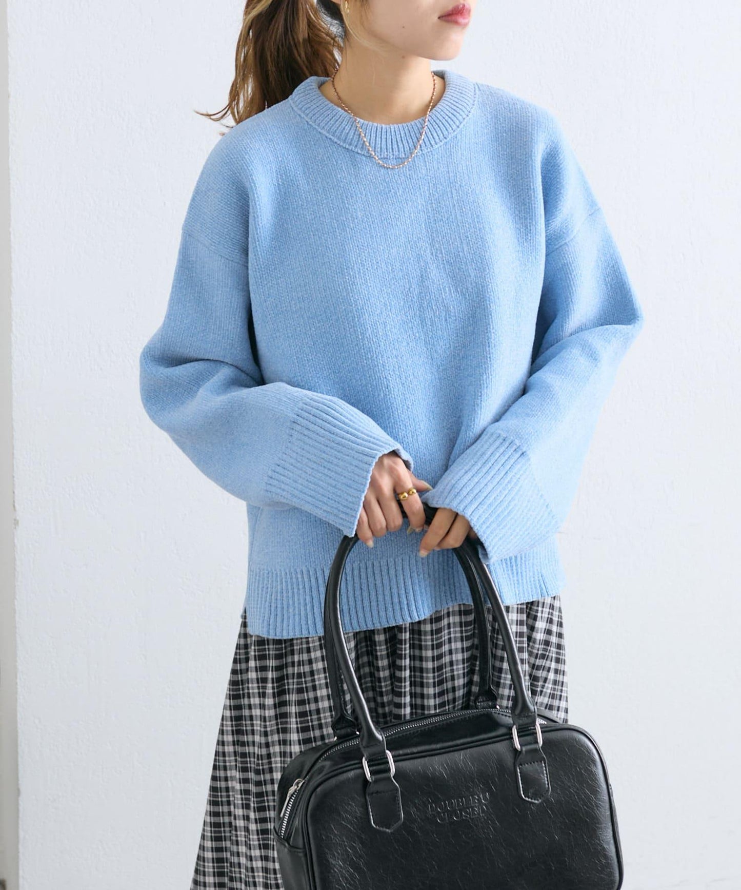 【w closet】拼色毛圈針織套頭衫
