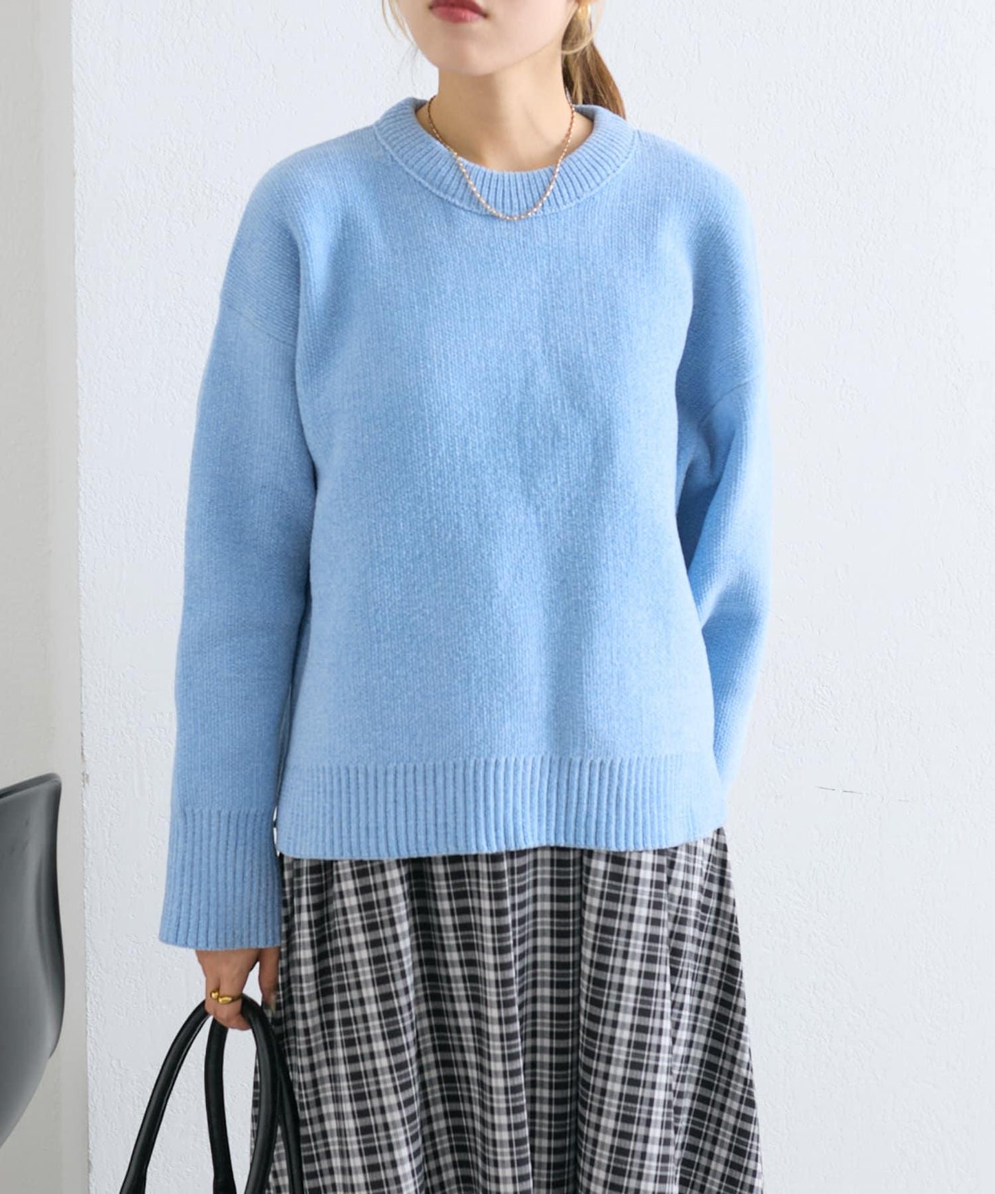 【w closet】拼色毛圈針織套頭衫