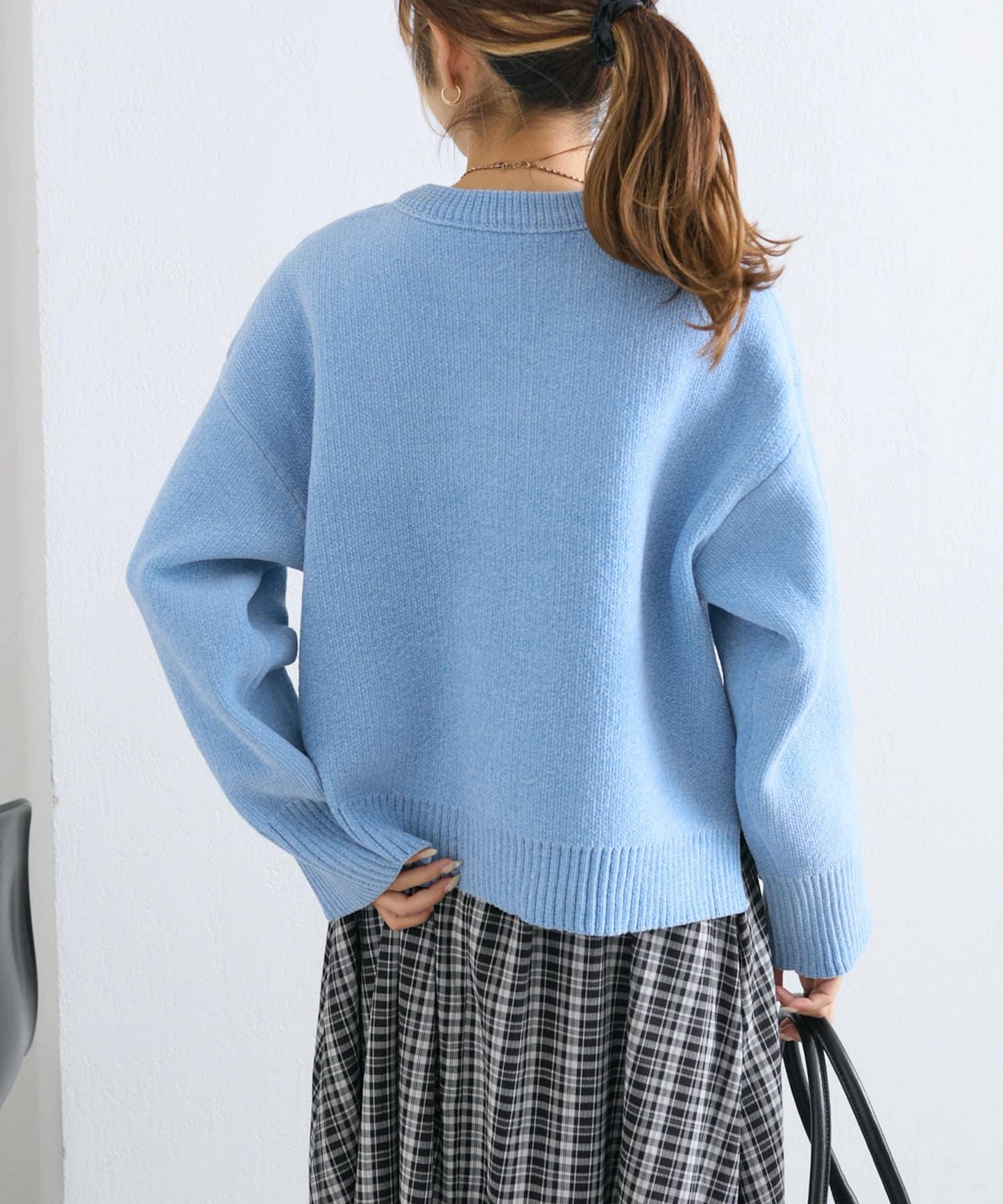 【w closet】拼色毛圈針織套頭衫