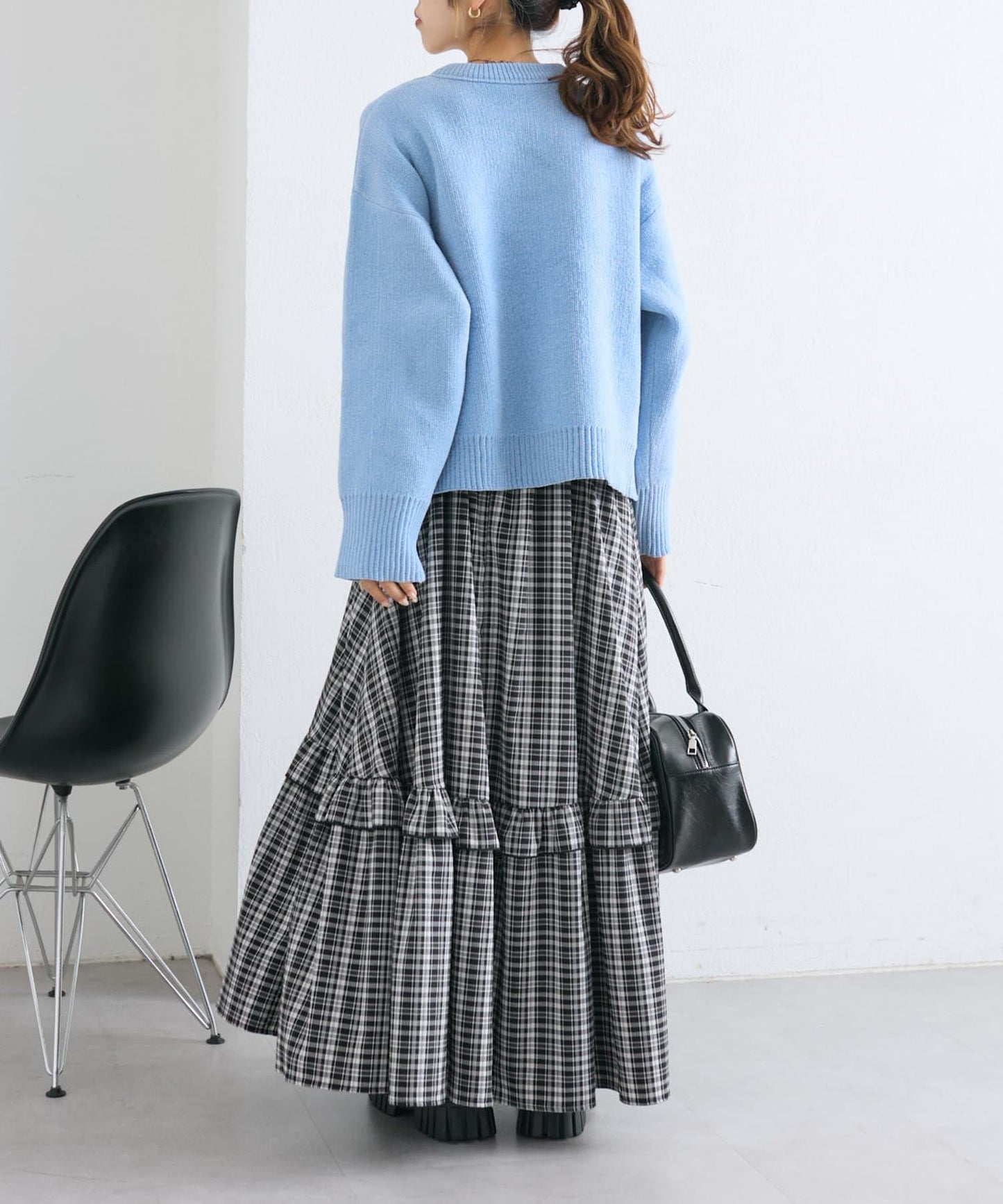 【w closet】拼色毛圈針織套頭衫