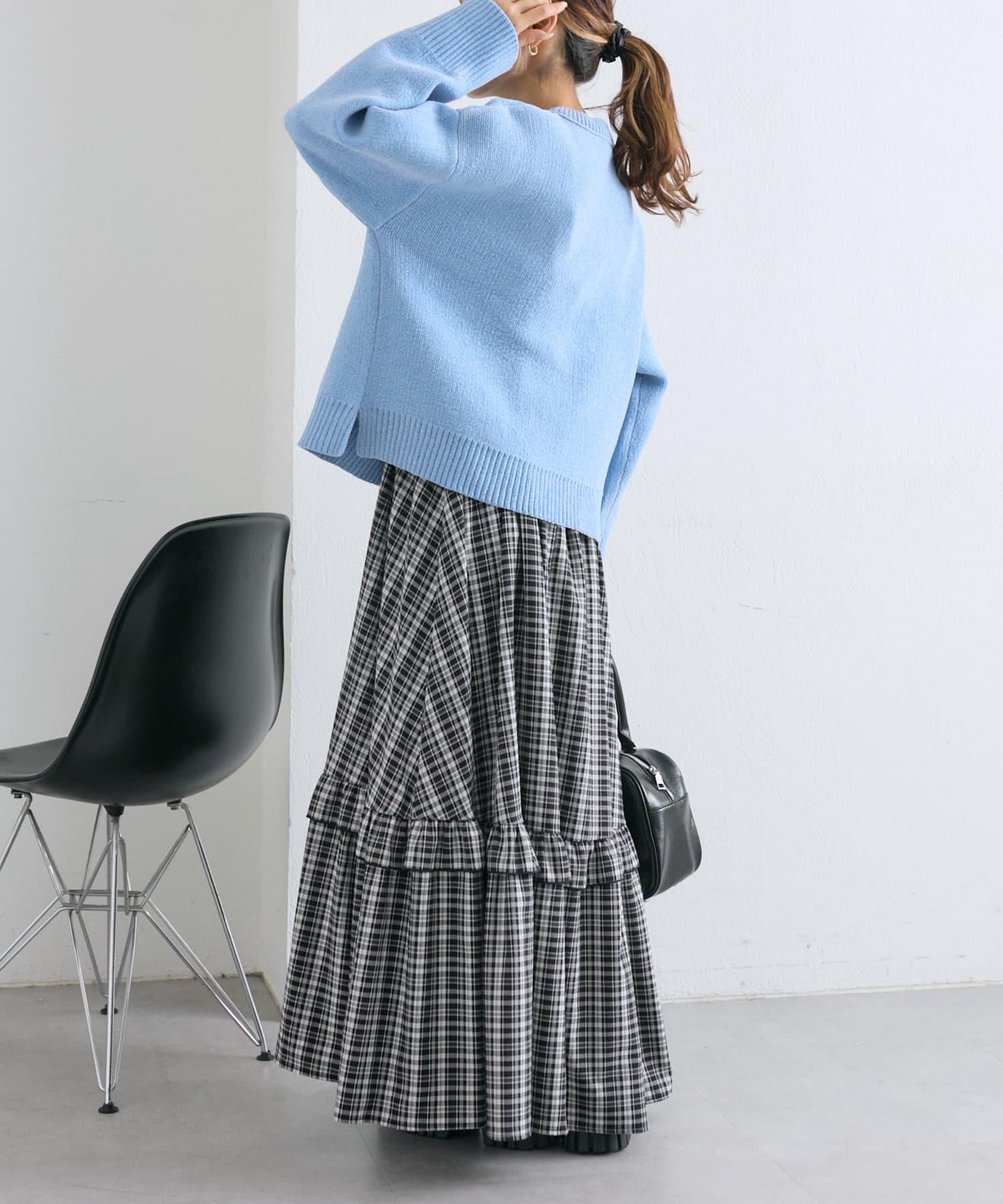 【w closet】拼色毛圈針織套頭衫