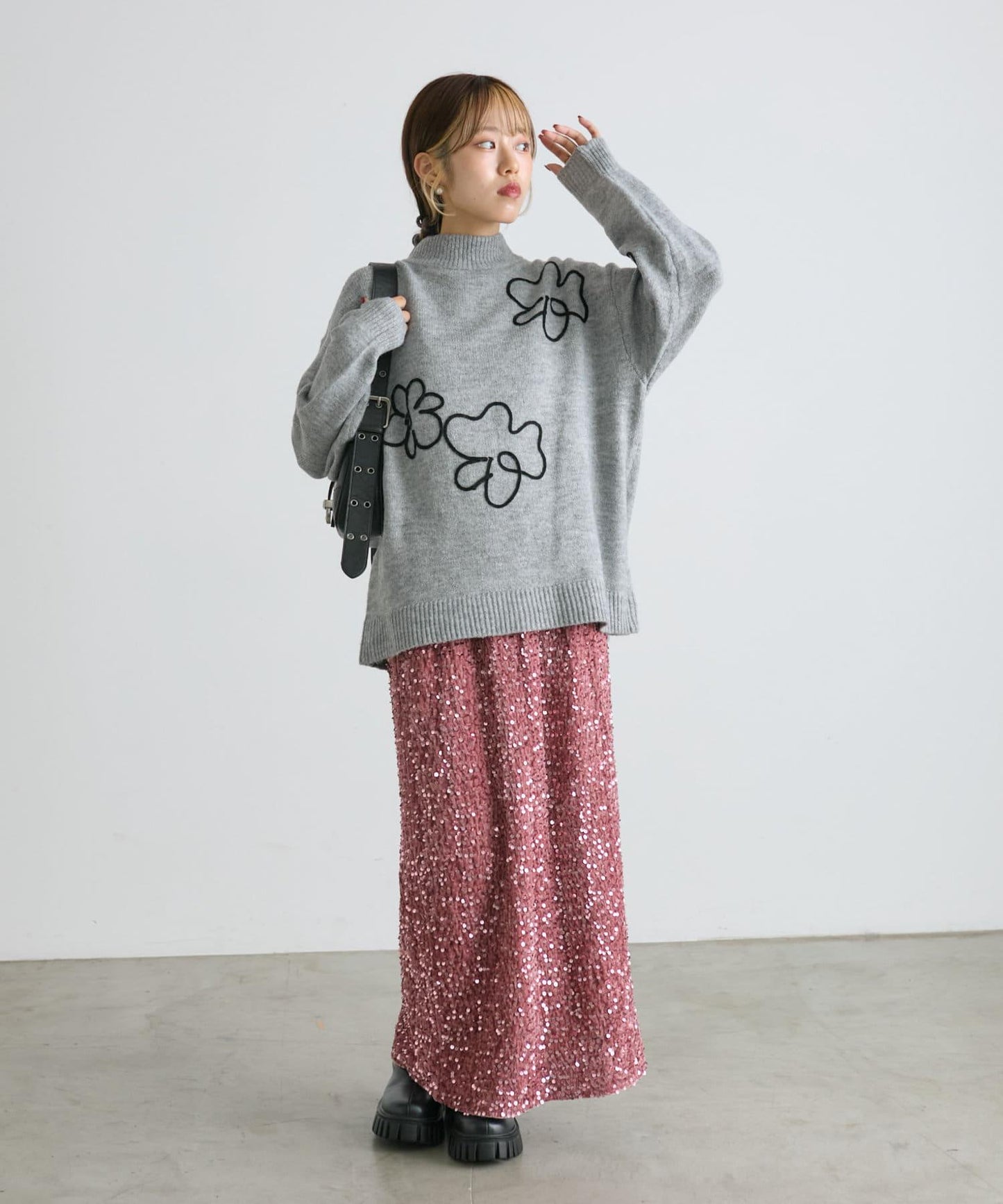 【w closet】鏤空蕾絲針織套頭衫