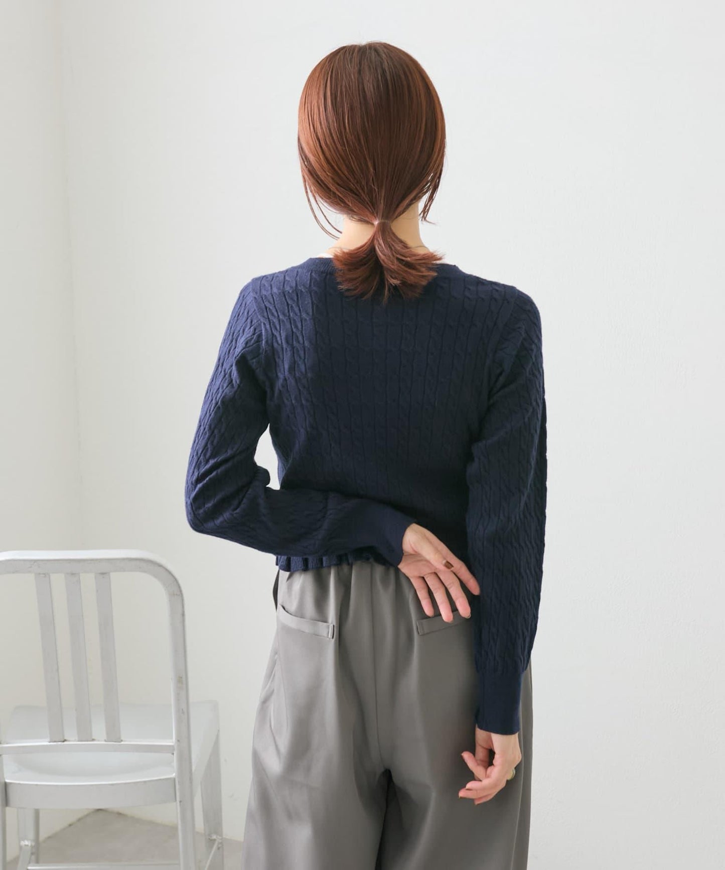 【w closet】麻花刺繡荷葉邊開衫