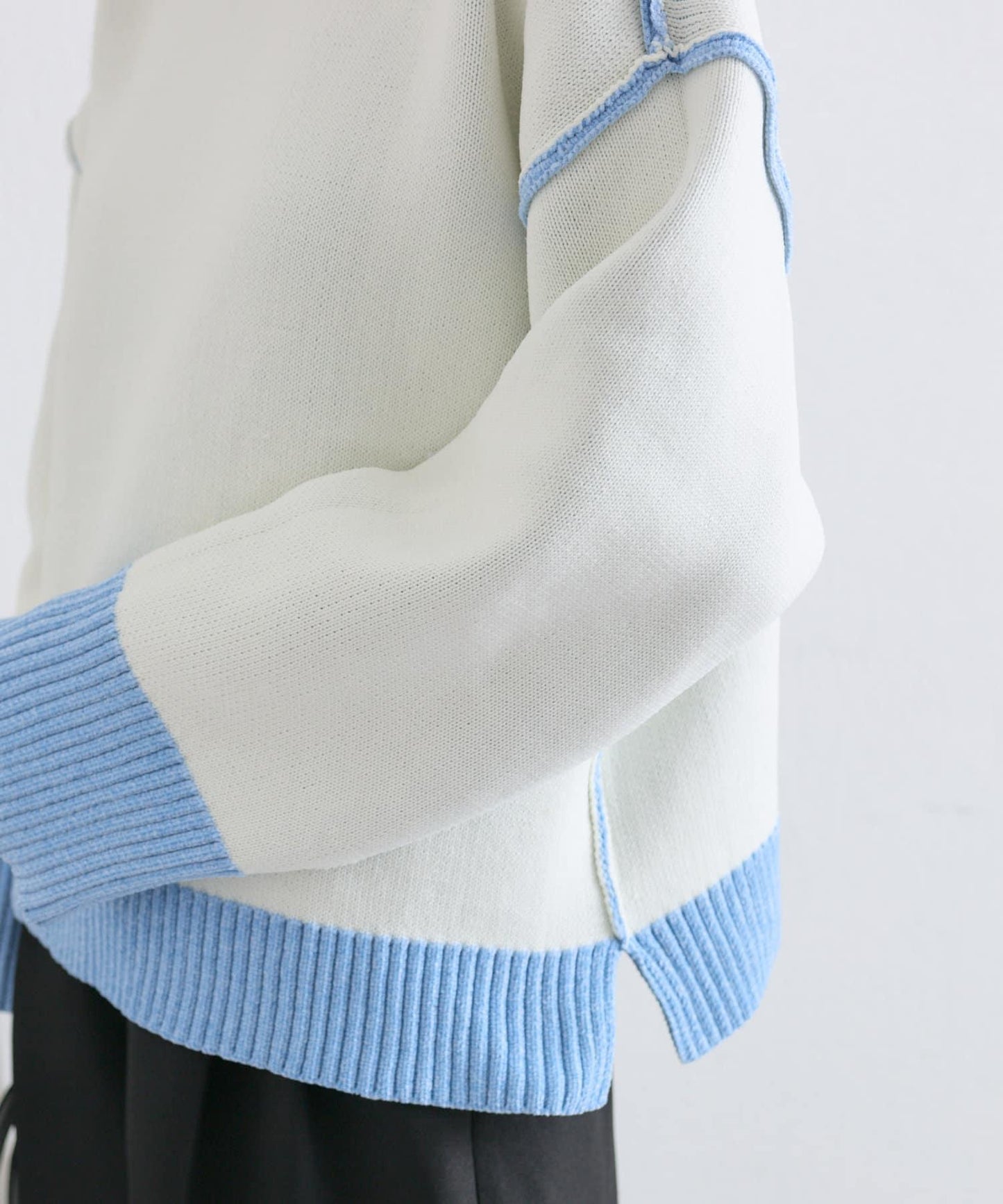 【w closet】拼色毛圈針織套頭衫