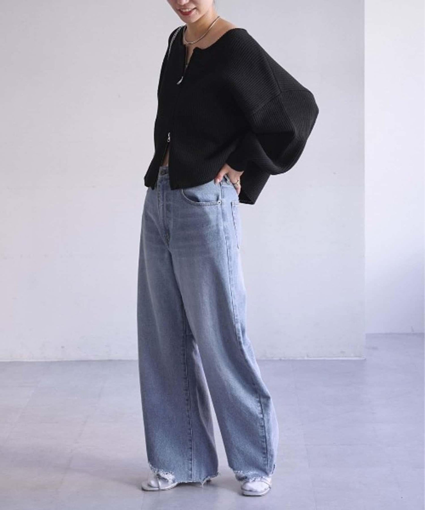 W彈力雙拉鍊針織開衫