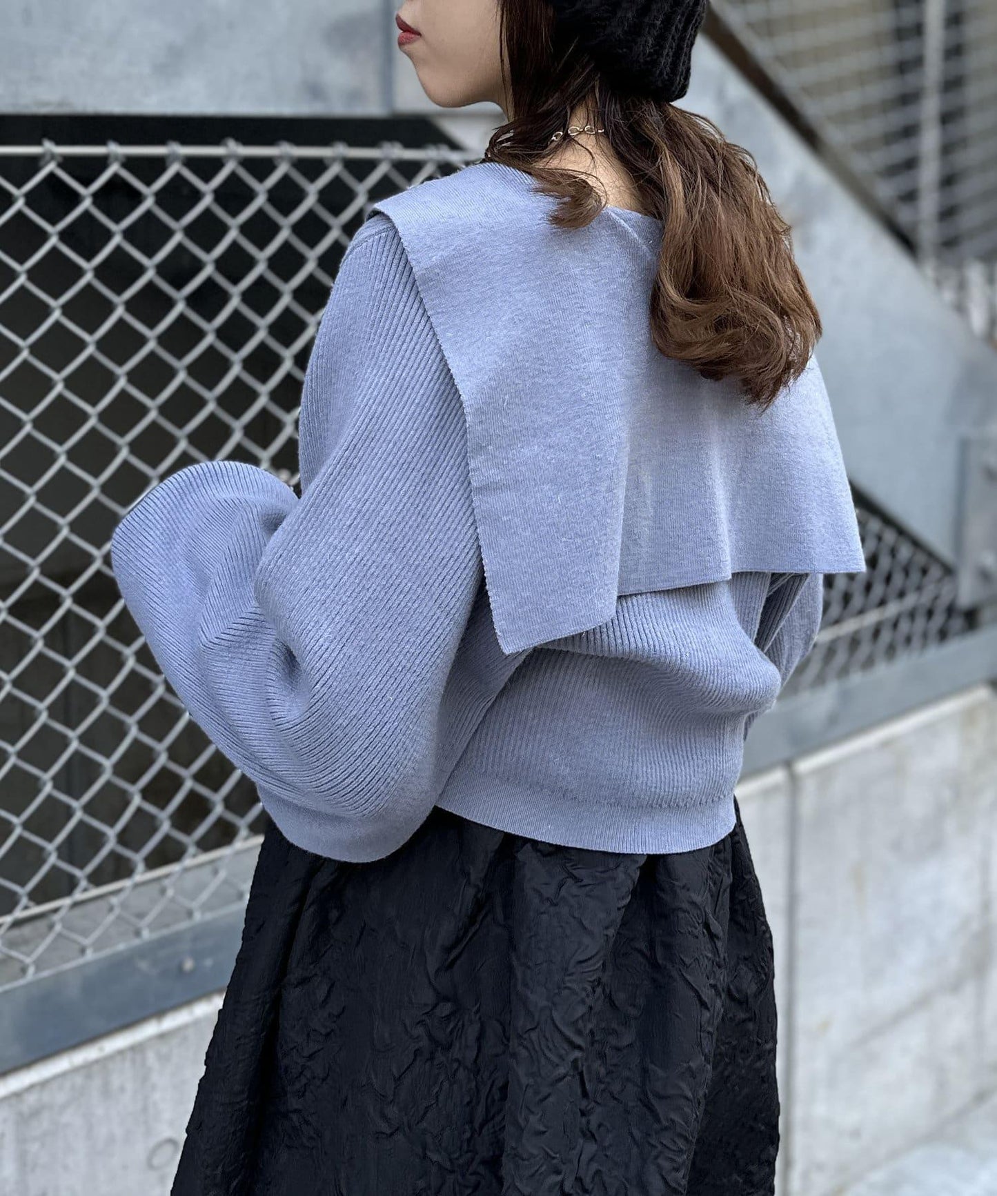 【w closet】水手領針織開衫吊帶套裝