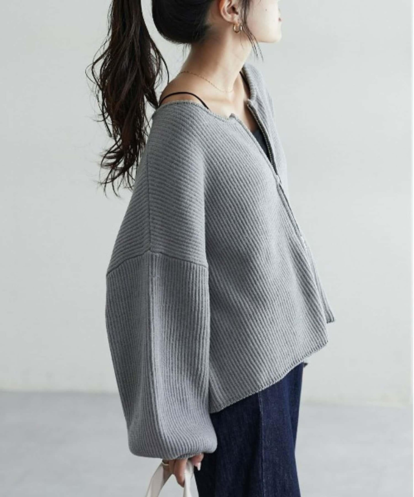 W彈力雙拉鍊針織開衫