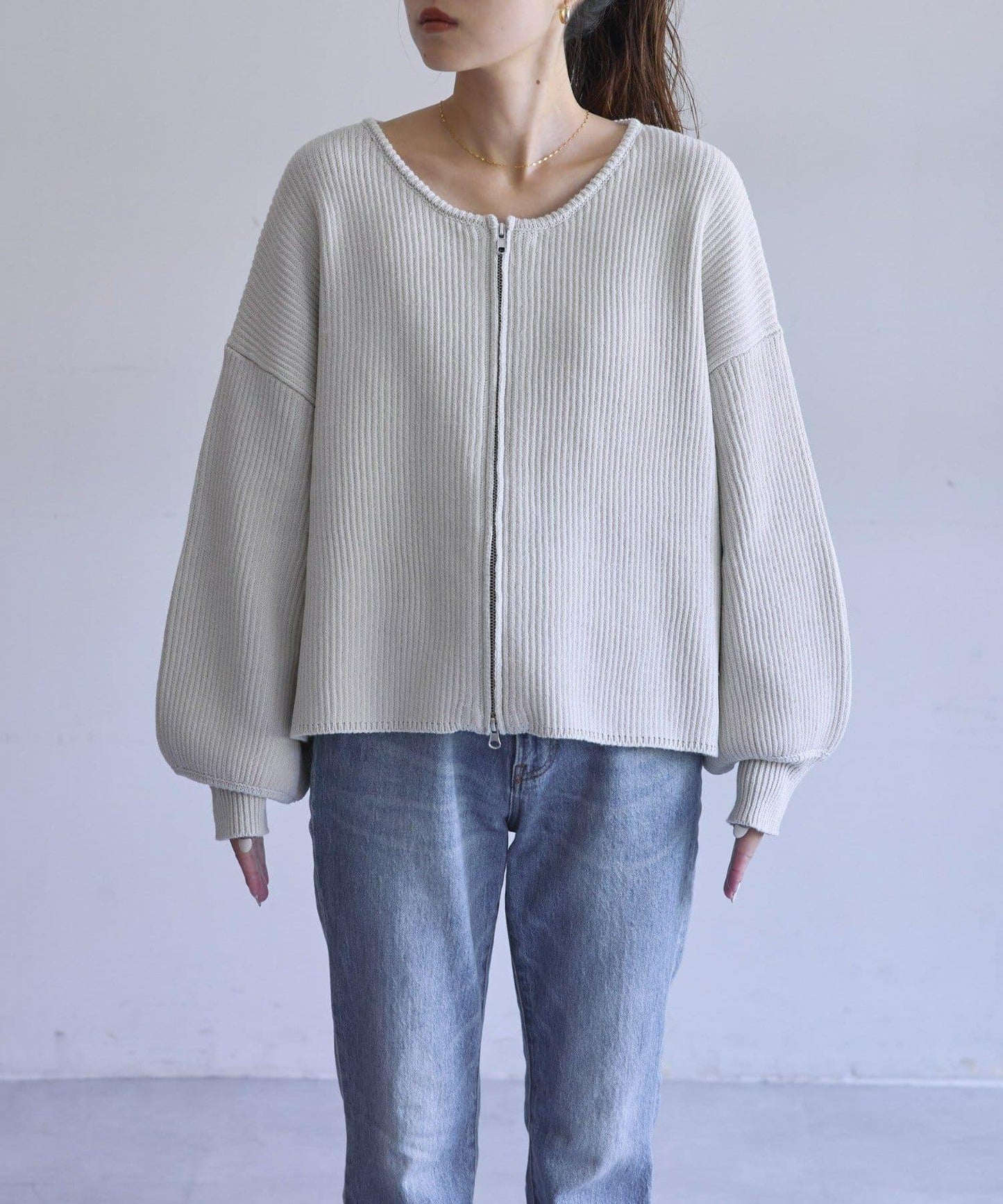 W彈力雙拉鍊針織開衫