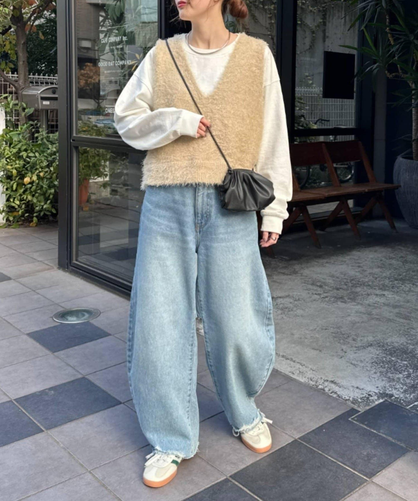 混合羽毛紗線短款背心