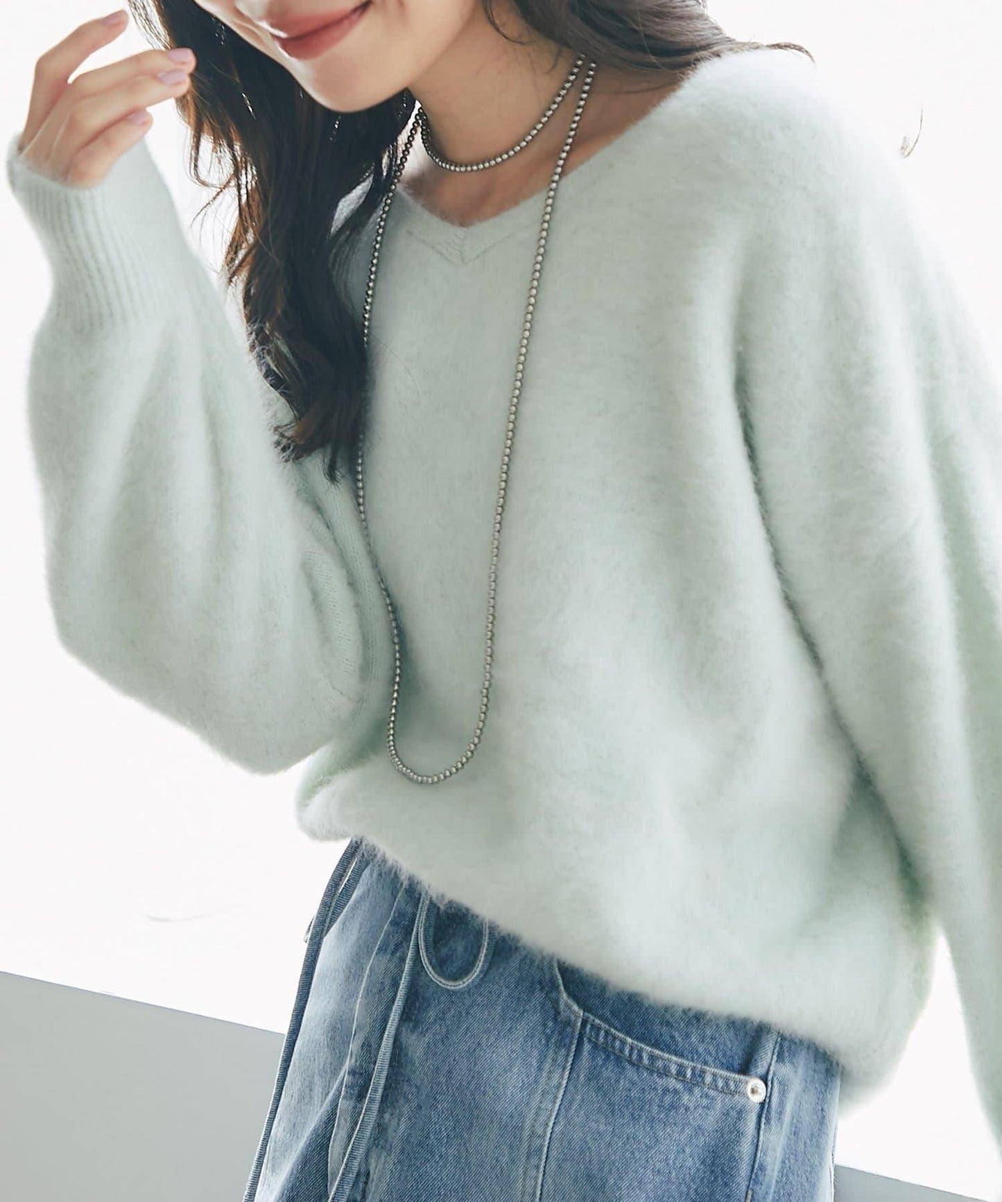 【最強美人感】羊毛羊絨混紡前後兩穿針織衫