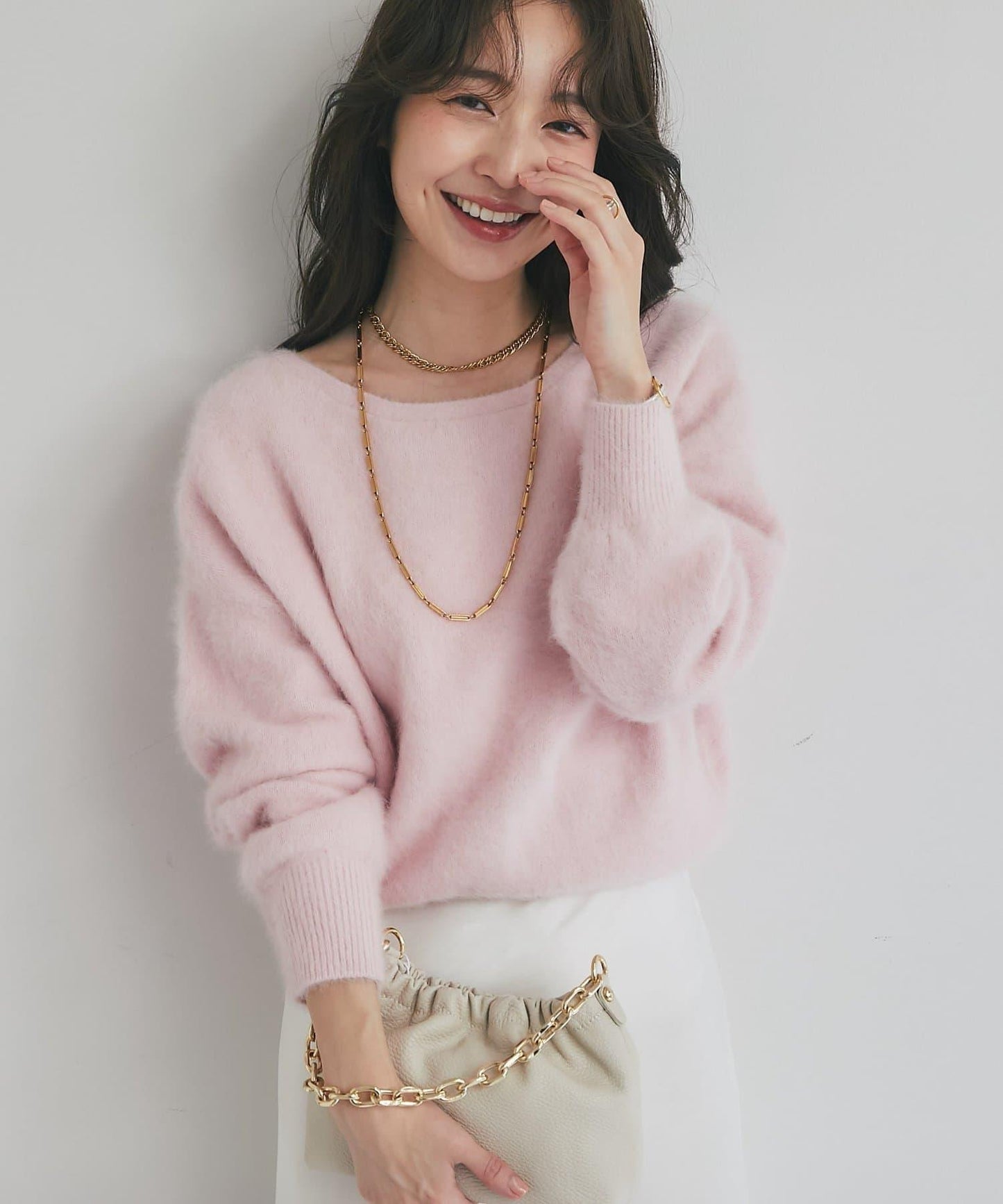 【最強美人感】羊毛羊絨混紡前後兩穿針織衫