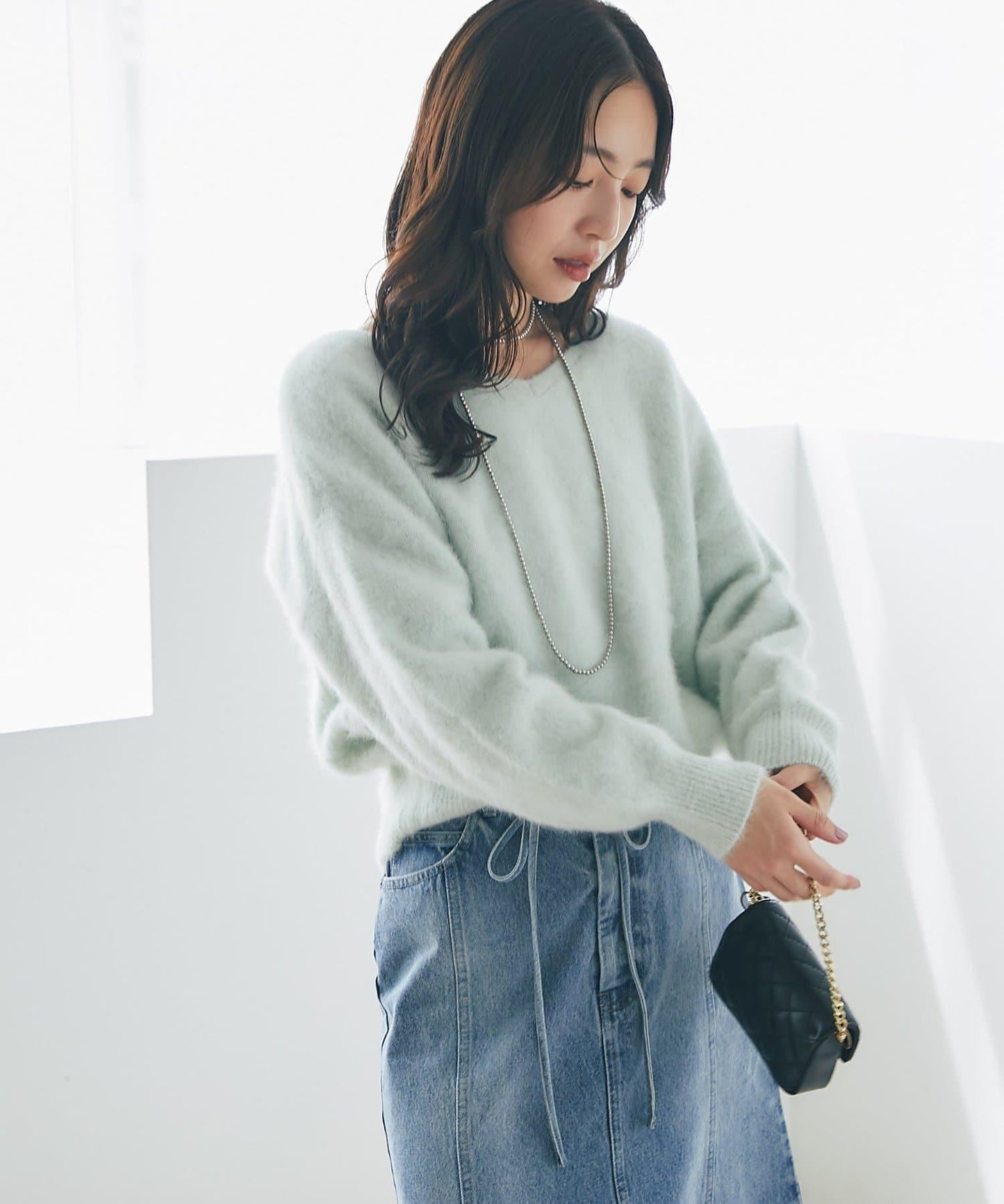 【最強美人感】羊毛羊絨混紡前後兩穿針織衫