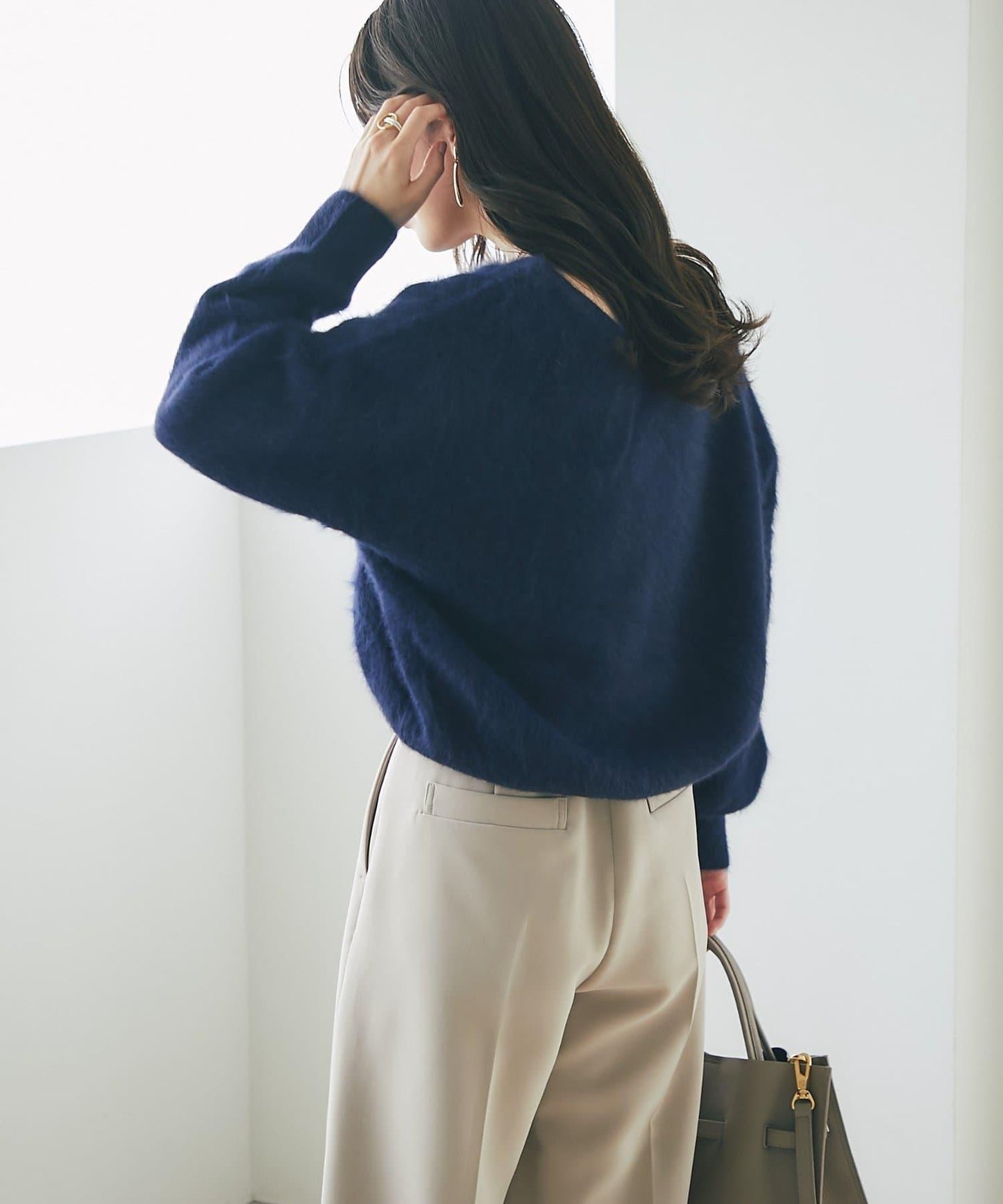 【最強美人感】羊毛羊絨混紡前後兩穿針織衫