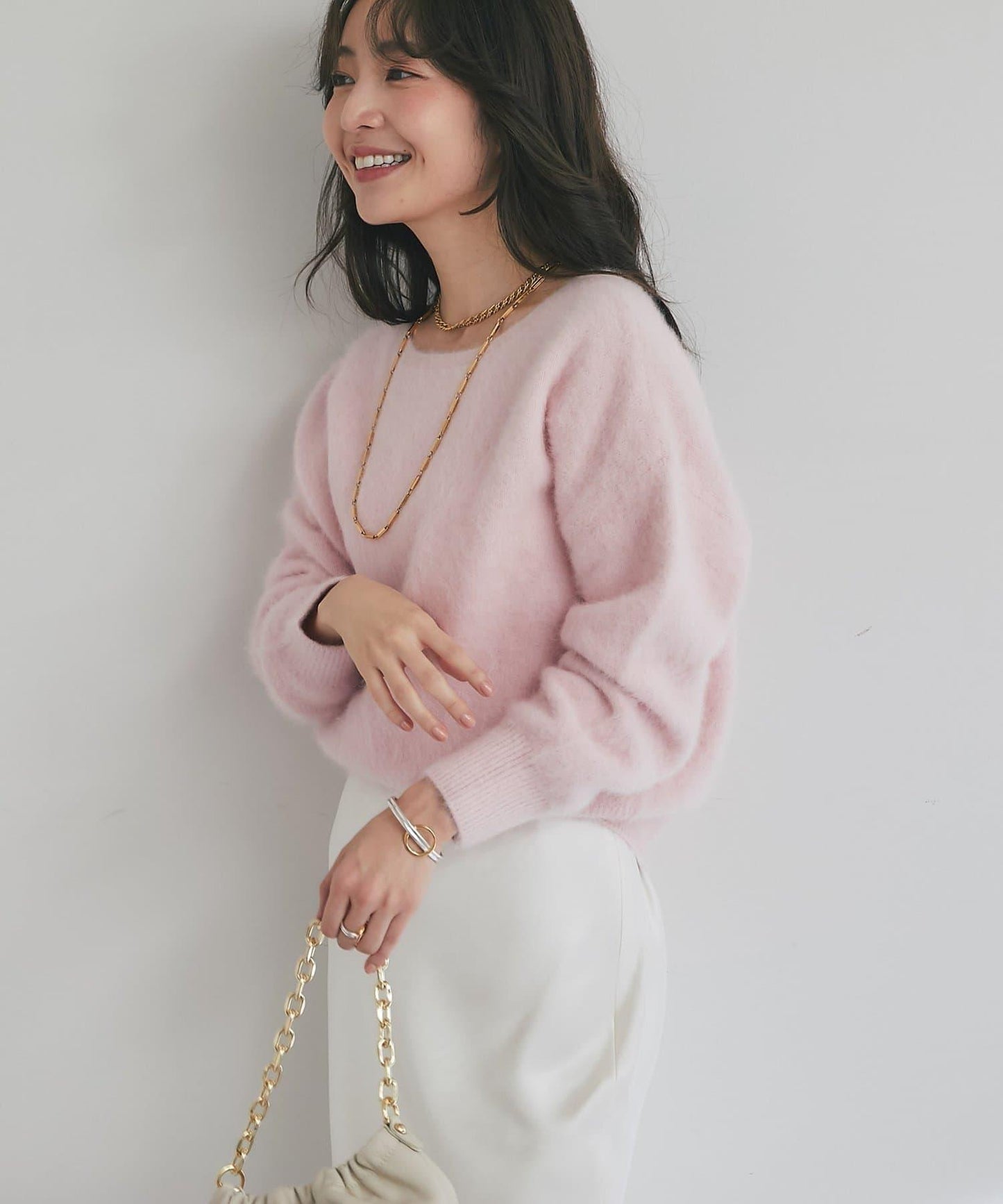 【最強美人感】羊毛羊絨混紡前後兩穿針織衫