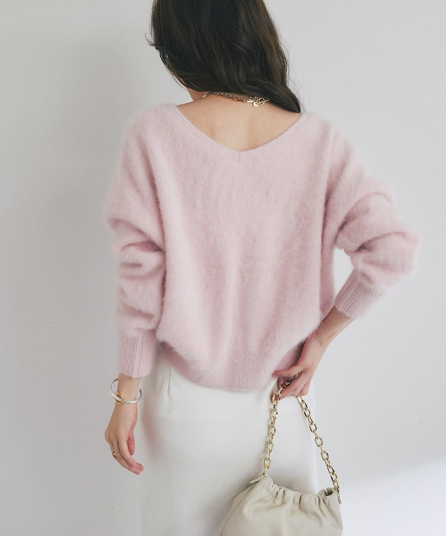 【最強美人感】羊毛羊絨混紡前後兩穿針織衫