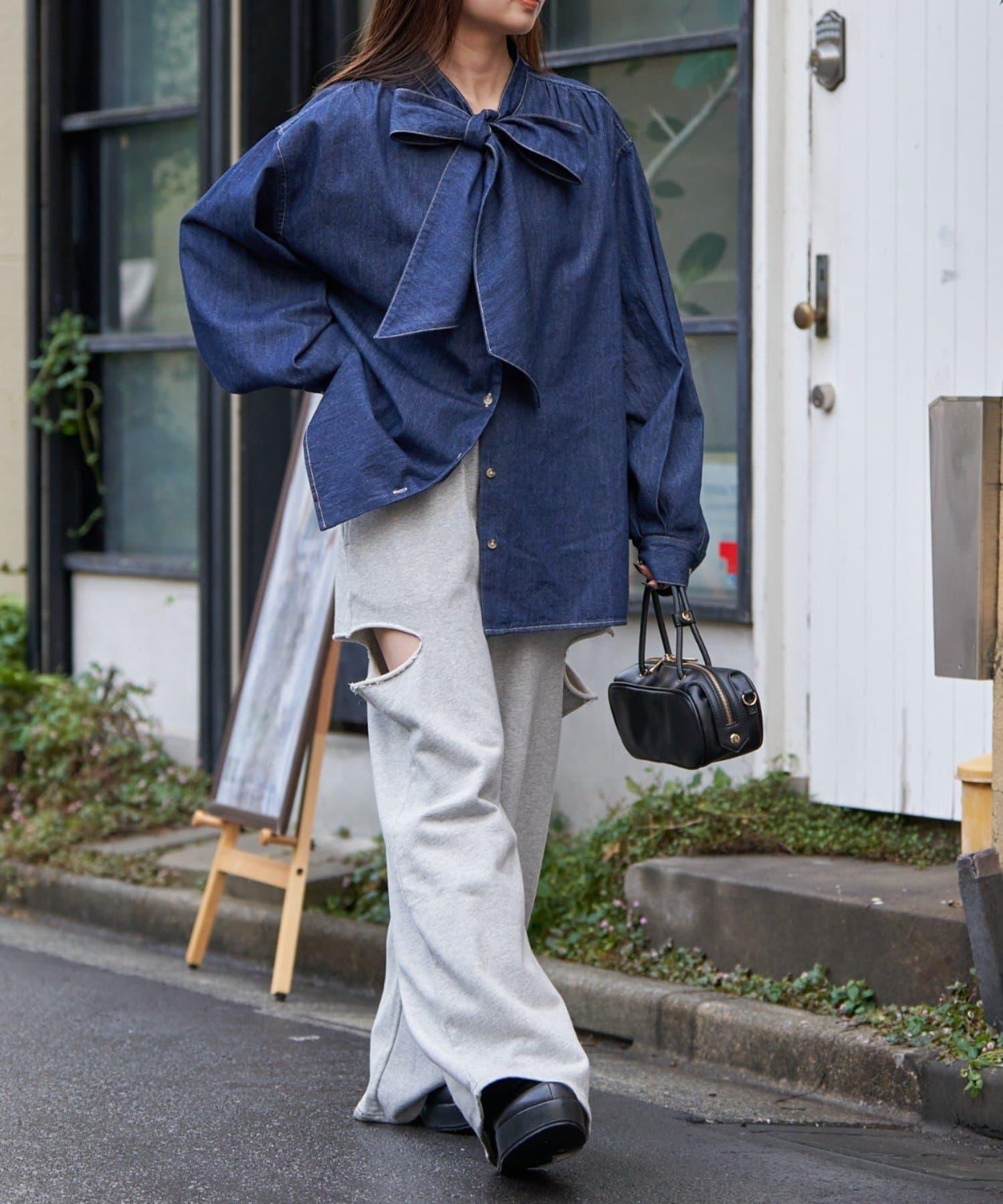 【RAY CASSIN】サイドスリットスウェットワイドパンツ