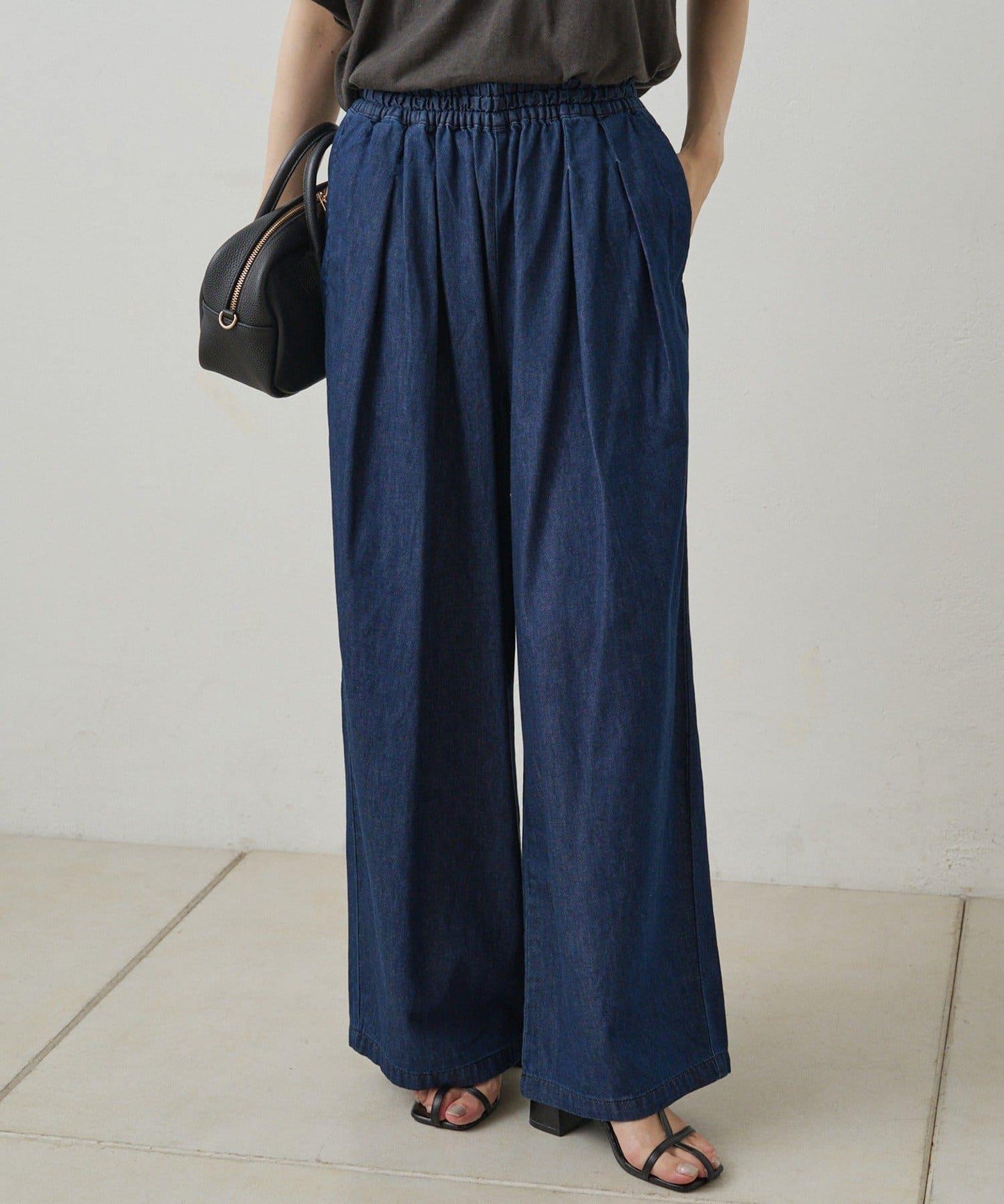 【套裝商品】牛仔喇叭袖上衣+休閒褲套裝