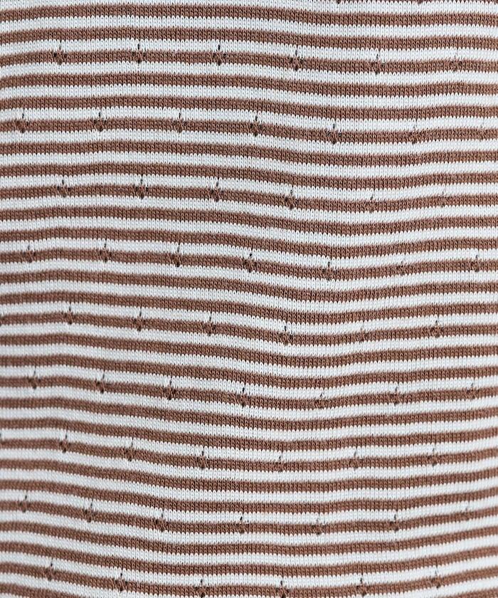 貝殼褶皺羅紋條紋長袖T恤