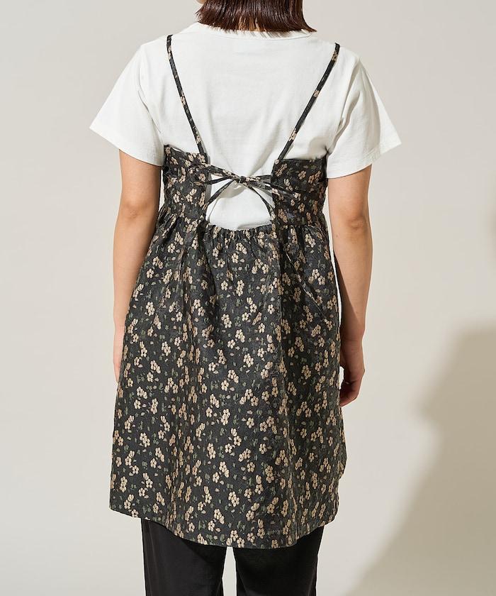 花卉提花後系蝴蝶結吊帶迷你連衣裙<可搭配套裝>