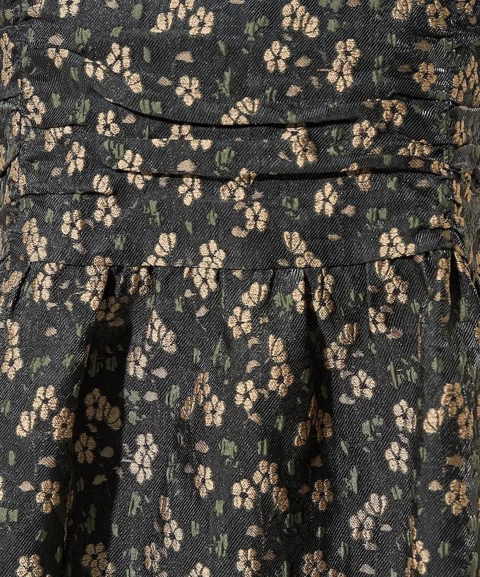 花卉提花後系蝴蝶結吊帶迷你連衣裙<可搭配套裝>