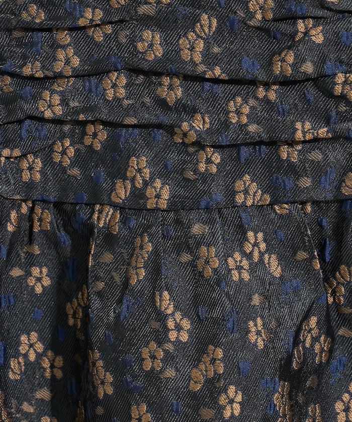 花卉提花後系蝴蝶結吊帶迷你連衣裙<可搭配套裝>