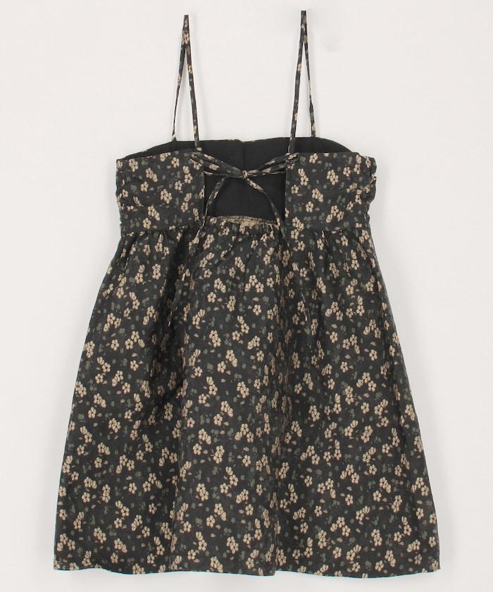 花卉提花後系蝴蝶結吊帶迷你連衣裙<可搭配套裝>