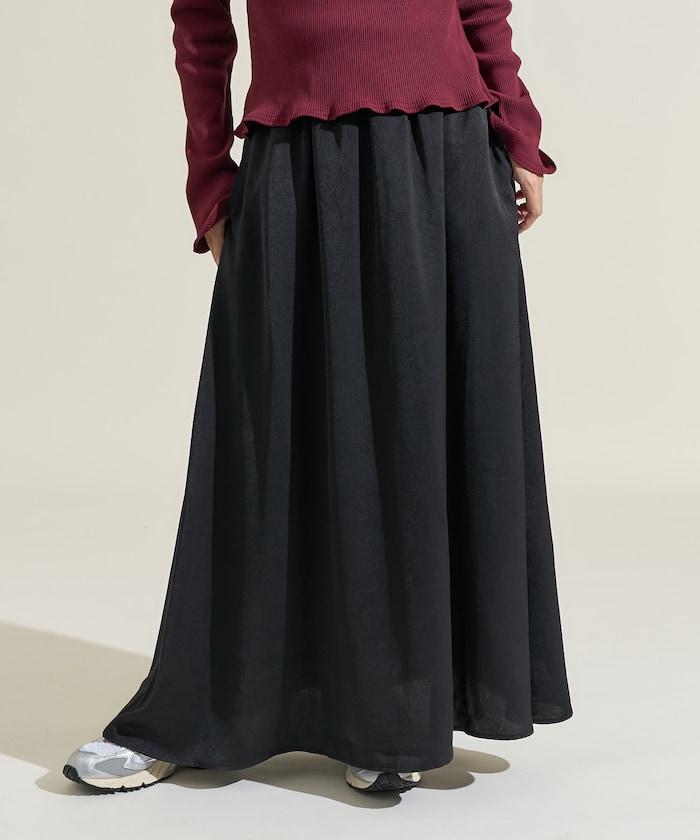 緞面休閒喇叭裙<套裝可搭配>