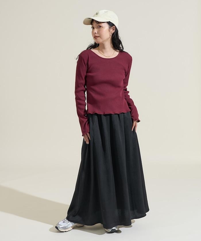 緞面休閒喇叭裙<套裝可搭配>