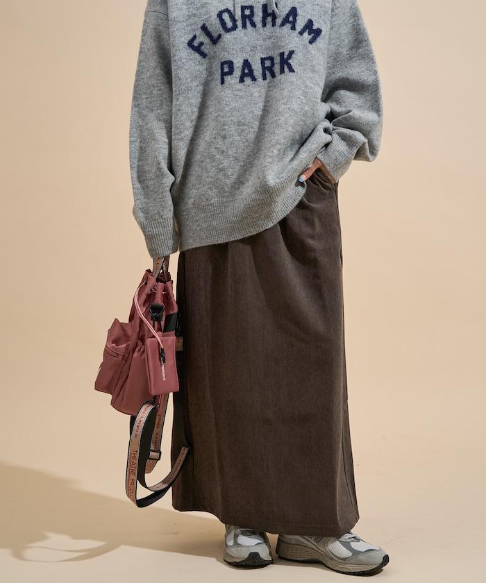 平紋燈芯絨半身裙/燈芯絨長款半身裙