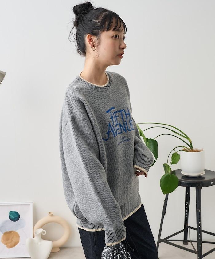 拼色logo刺繡針織衫