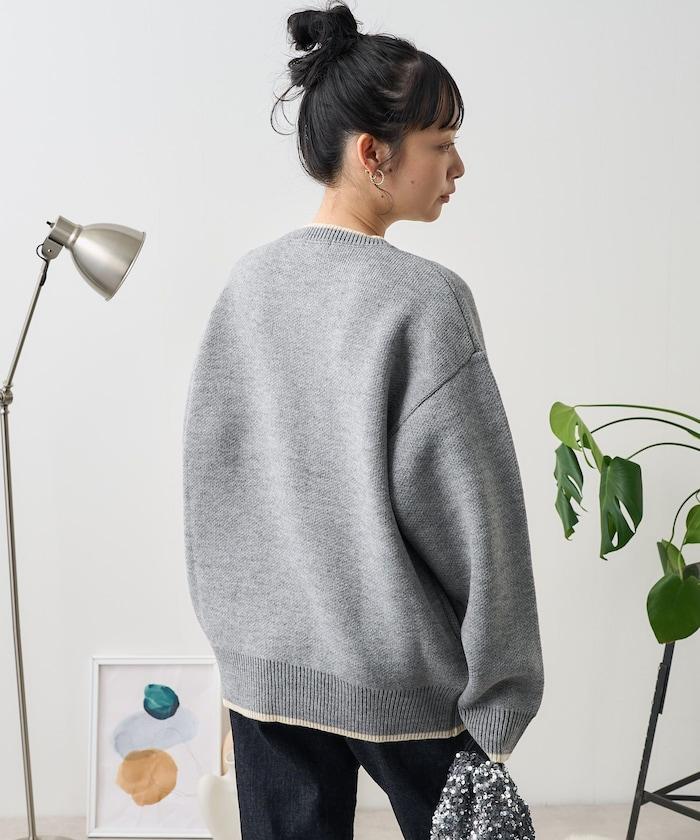 拼色logo刺繡針織衫