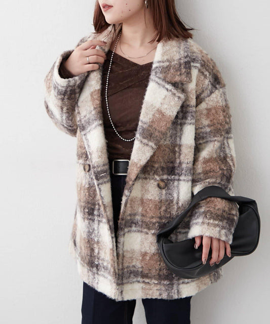 環形格紋雙排扣西裝外套