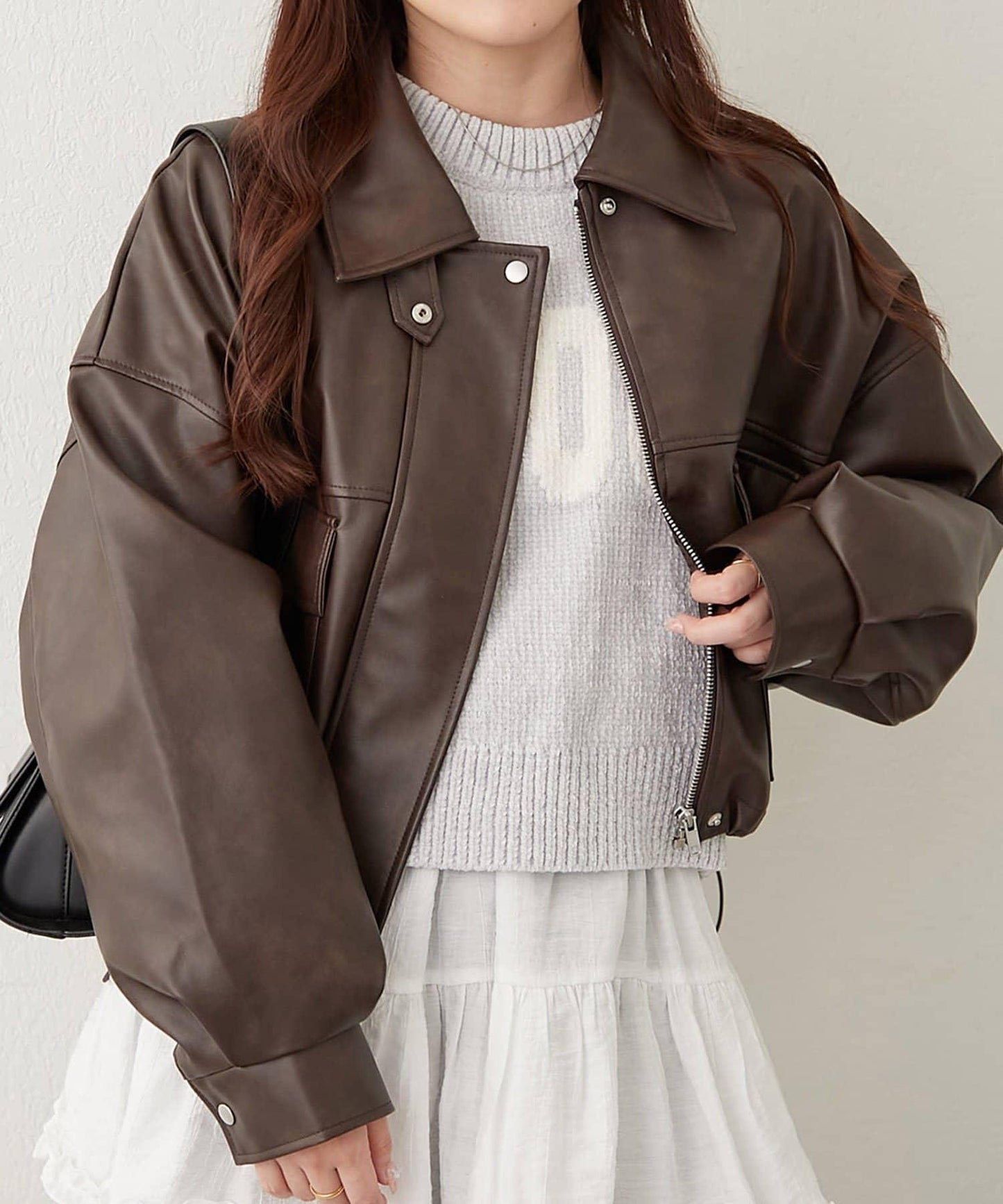 【可選兩種長度!】仿皮毛領短夾克